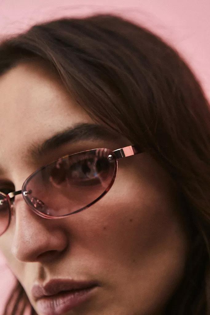 PINK UO Rimless Oval Sunglasses, , large image number 2
