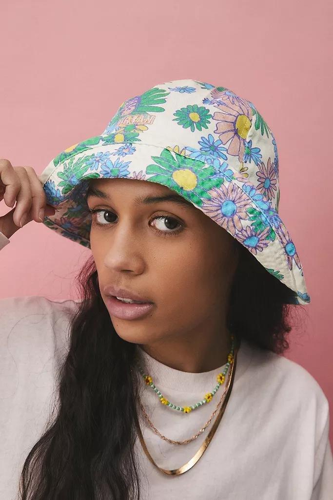 Blue UO Floral Canvas Bucket Hat, Women, , large image number 0
