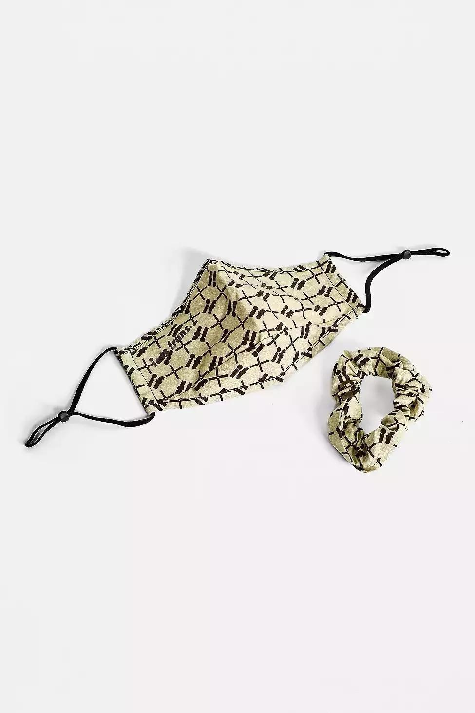 Brown iets frans... Monogram Face Mask And Scrunchie Set, Women, , large image number 1