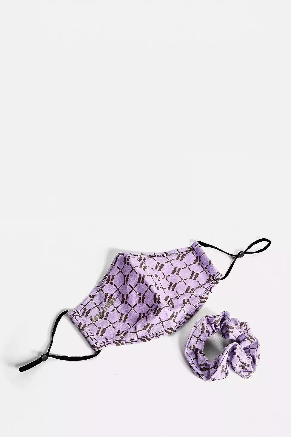 Lilac iets frans... Monogram Face Mask And Scrunchie Set, Women, , large image number 1