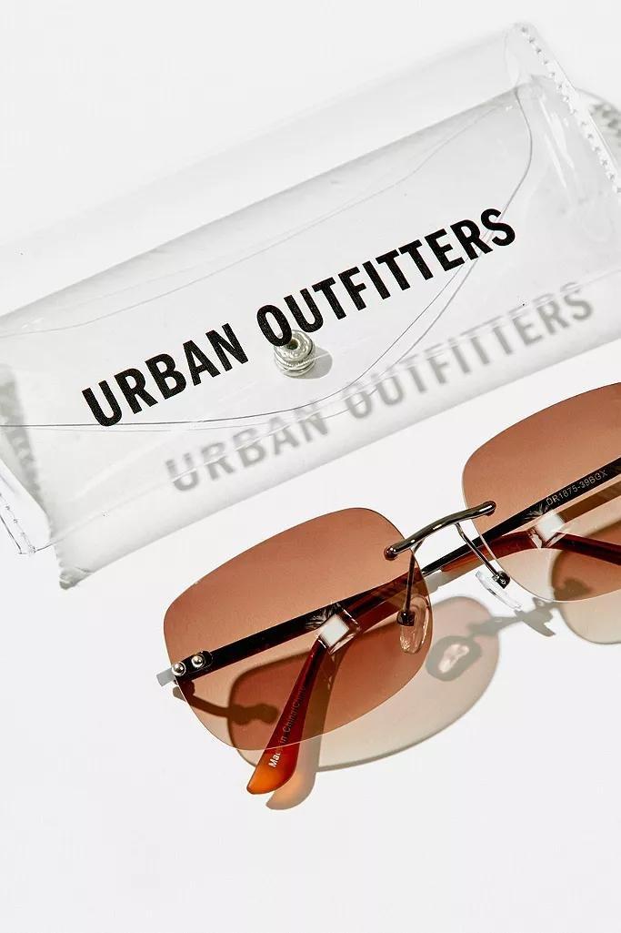 Brown UO Rhinestone Rectangle Sunglasses, Women, , large image number 1
