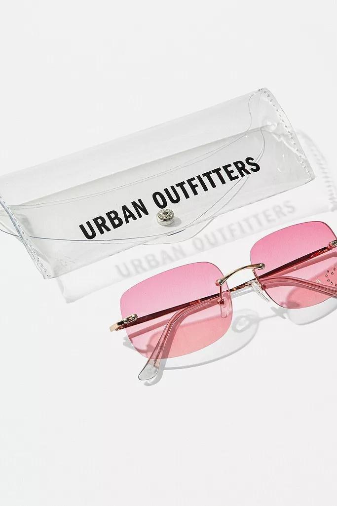 Pink UO Rhinestone Rectangle Sunglasses, Women, , large image number 3