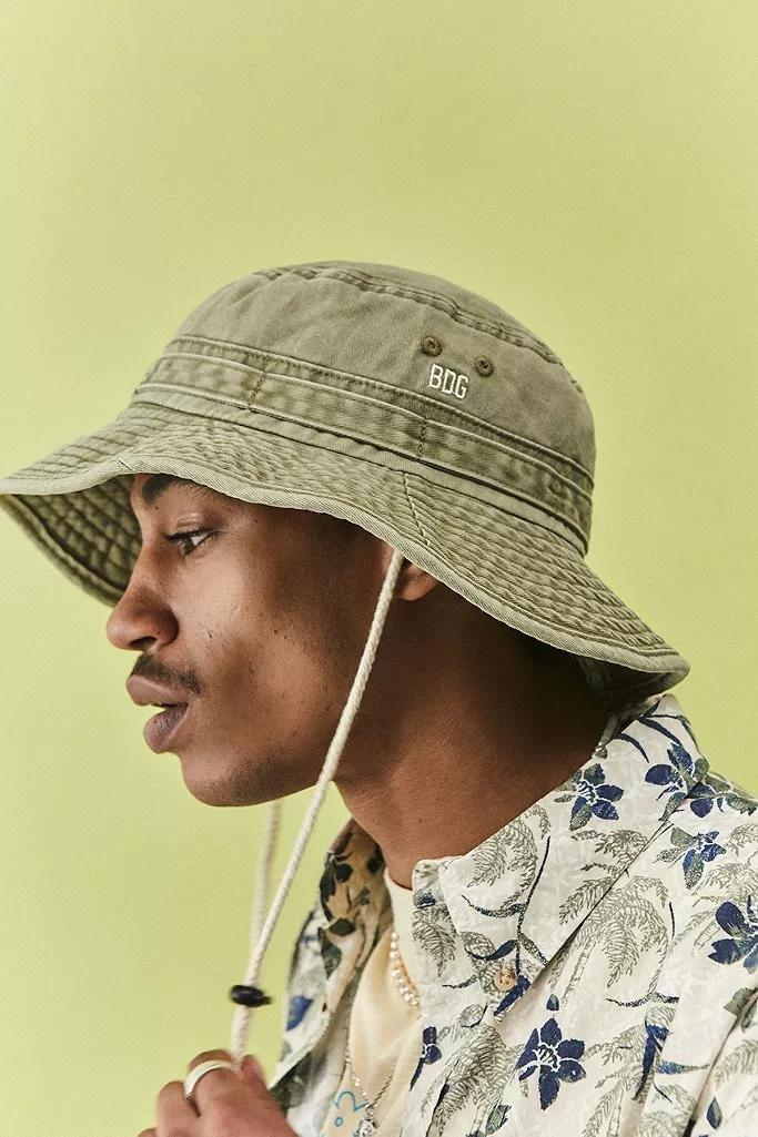 Khaki BDG Washed Canvas Rimmed Hat, Men, , large image number 0