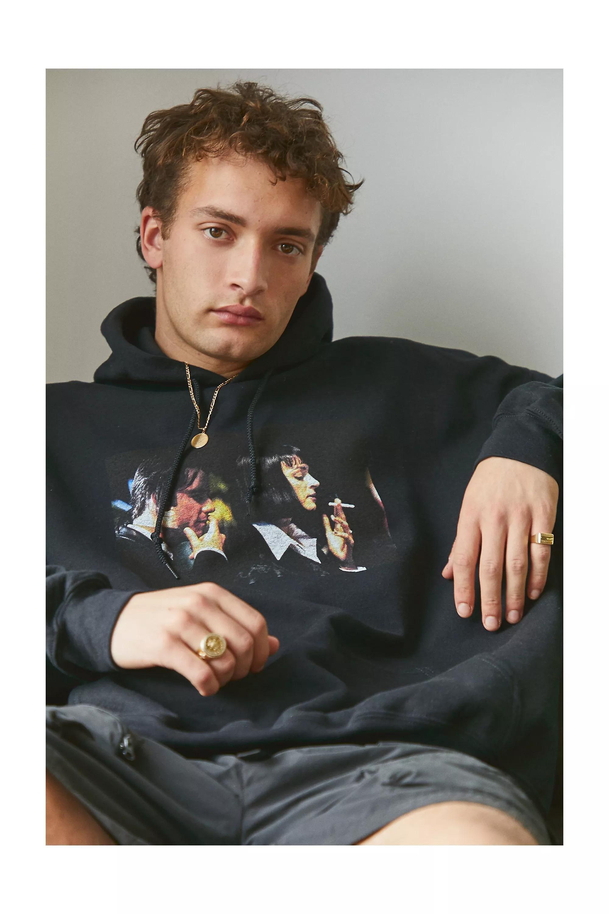 Black Pulp Fiction Photo Hoodie, Men, , large image number 1