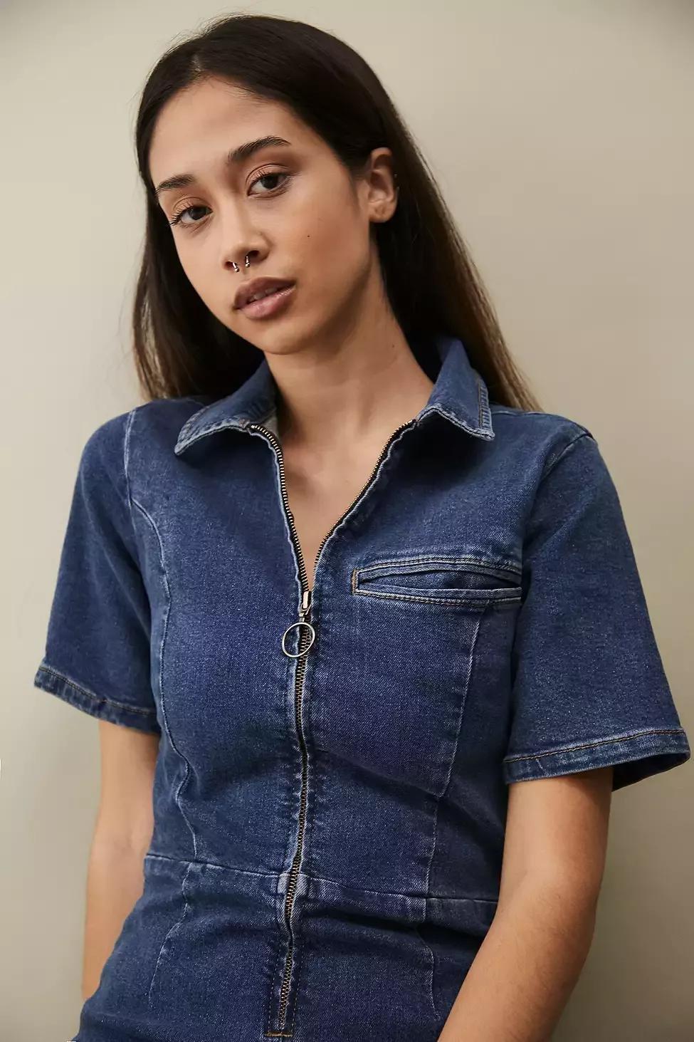 Urban outfitters jean outlet jumpsuit