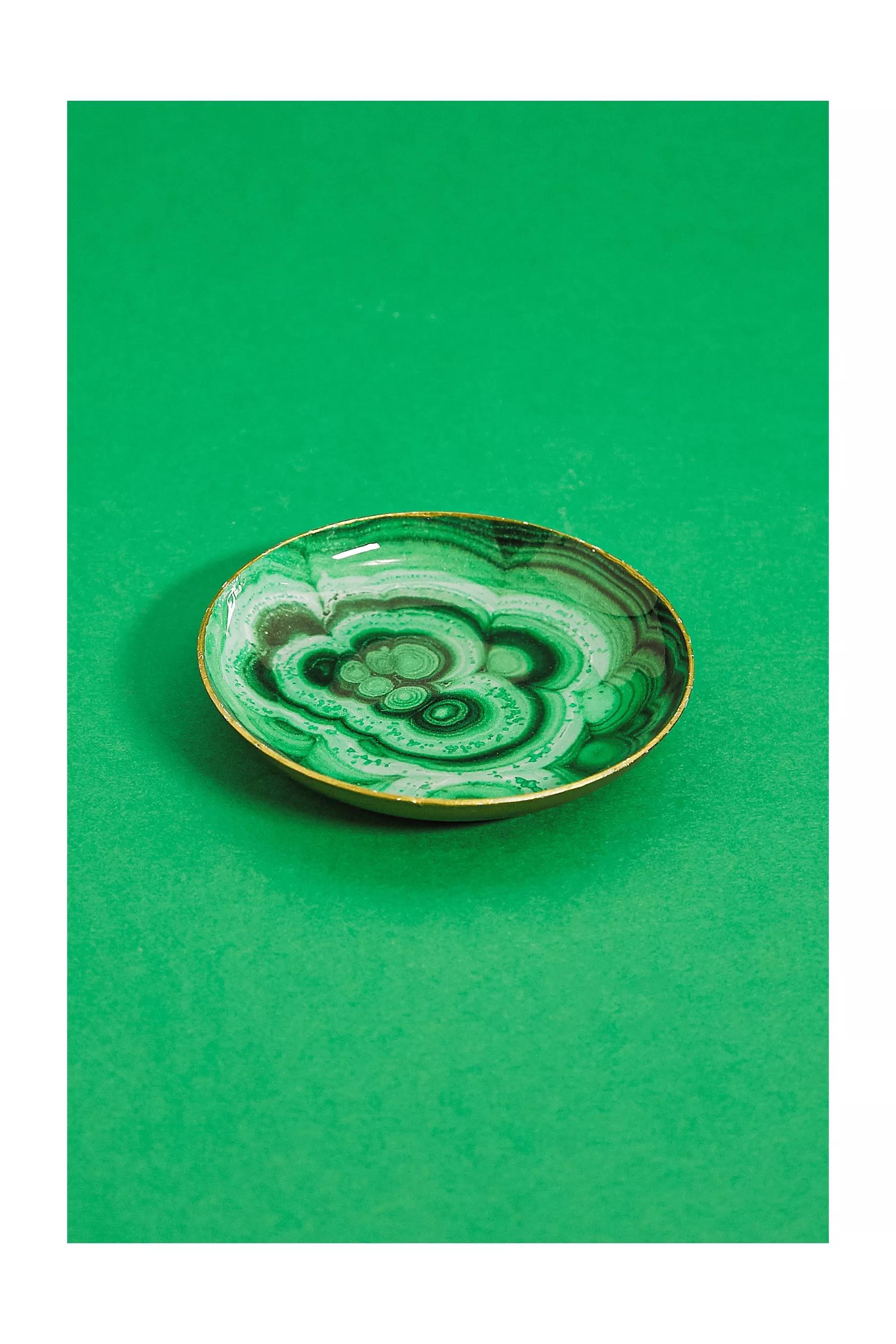 Green Agate Effect Trinket Tray, , large image number 1