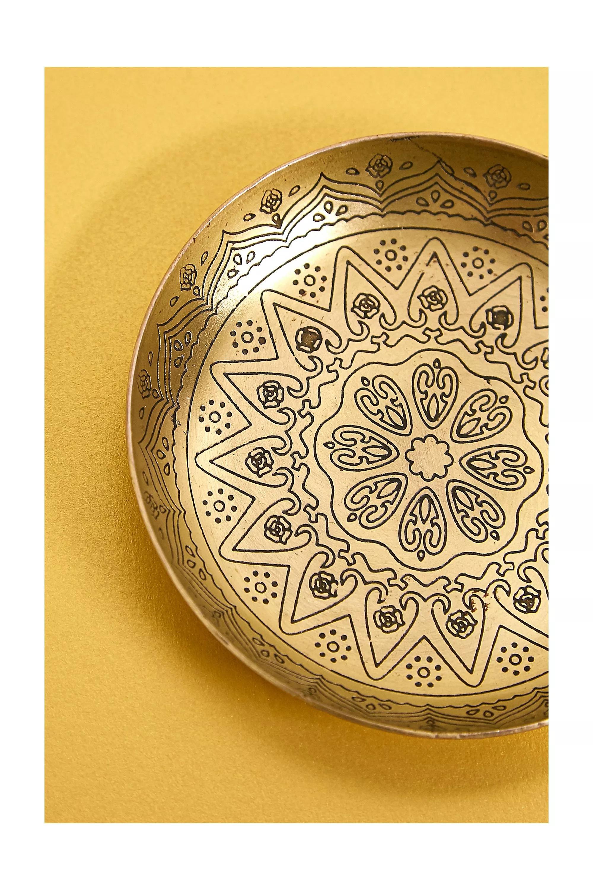 Gold Medallion Etched Trinket Tray, , large image number 2