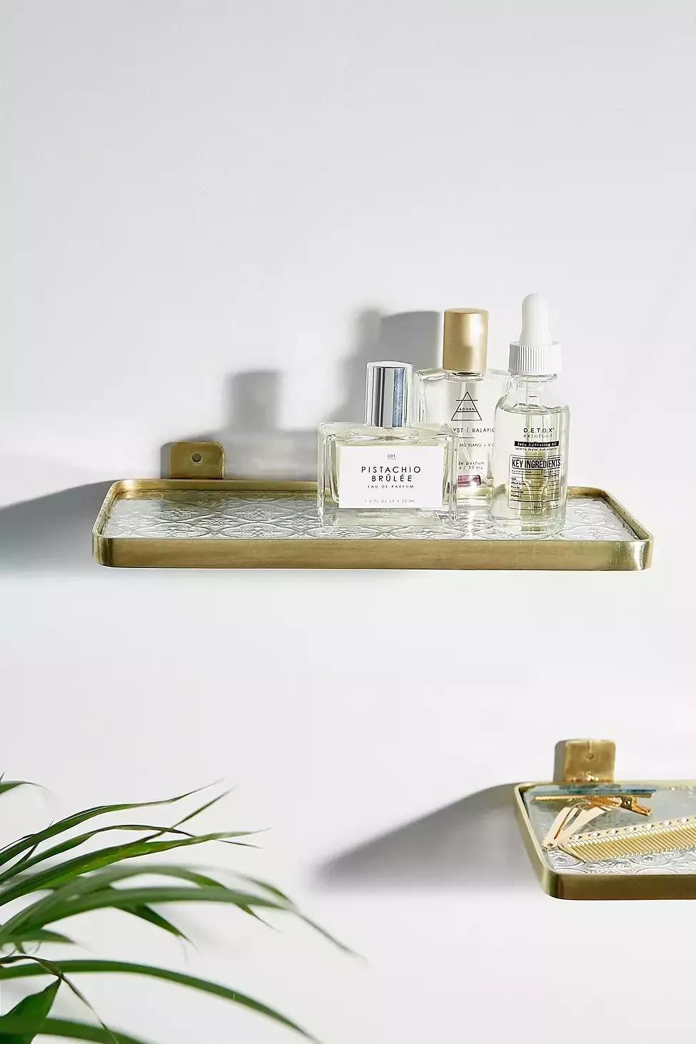 Gold Embossed Glass Shelf, , large image number 0