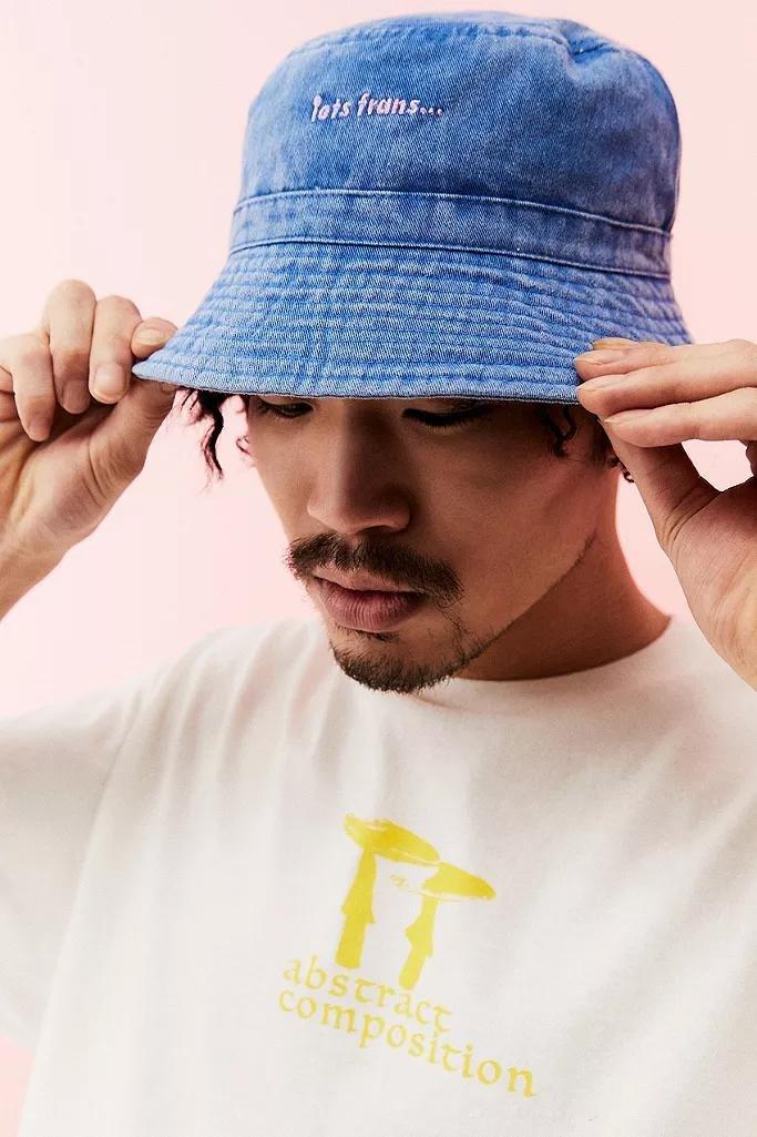 Blue iets frans... Washed Denim Bucket Hat, Men, , large image number 0