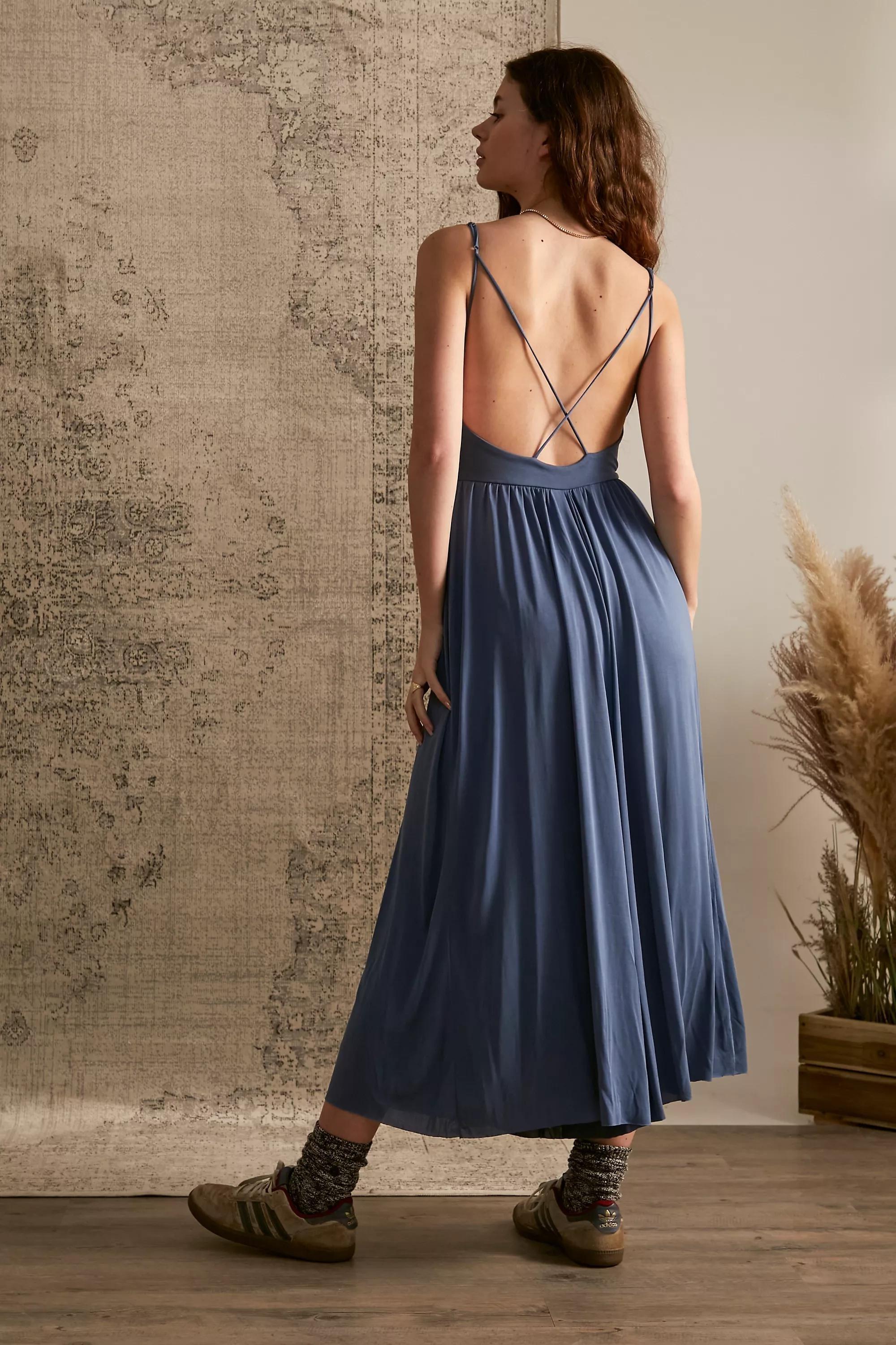 NAVY UO Blue Molly Cupro Culotte Jumpsuit, , large image number 1