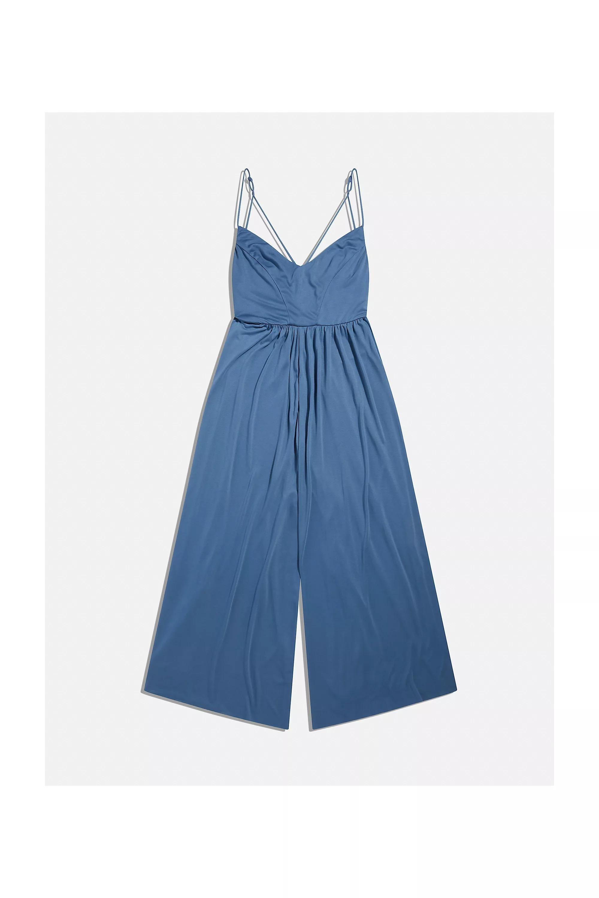 NAVY UO Blue Molly Cupro Culotte Jumpsuit, , large image number 4