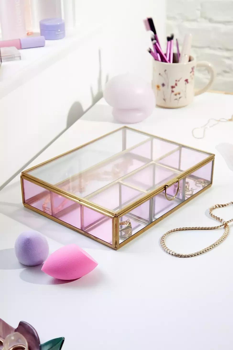 Assorted Coloured Glass Jewellery Box, , large image number 0