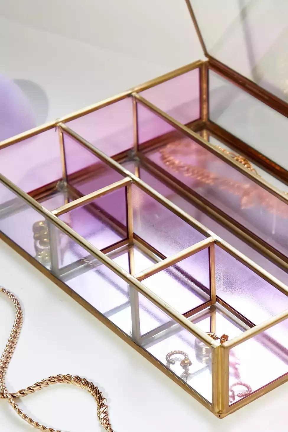 Assorted Coloured Glass Jewellery Box, , large image number 1