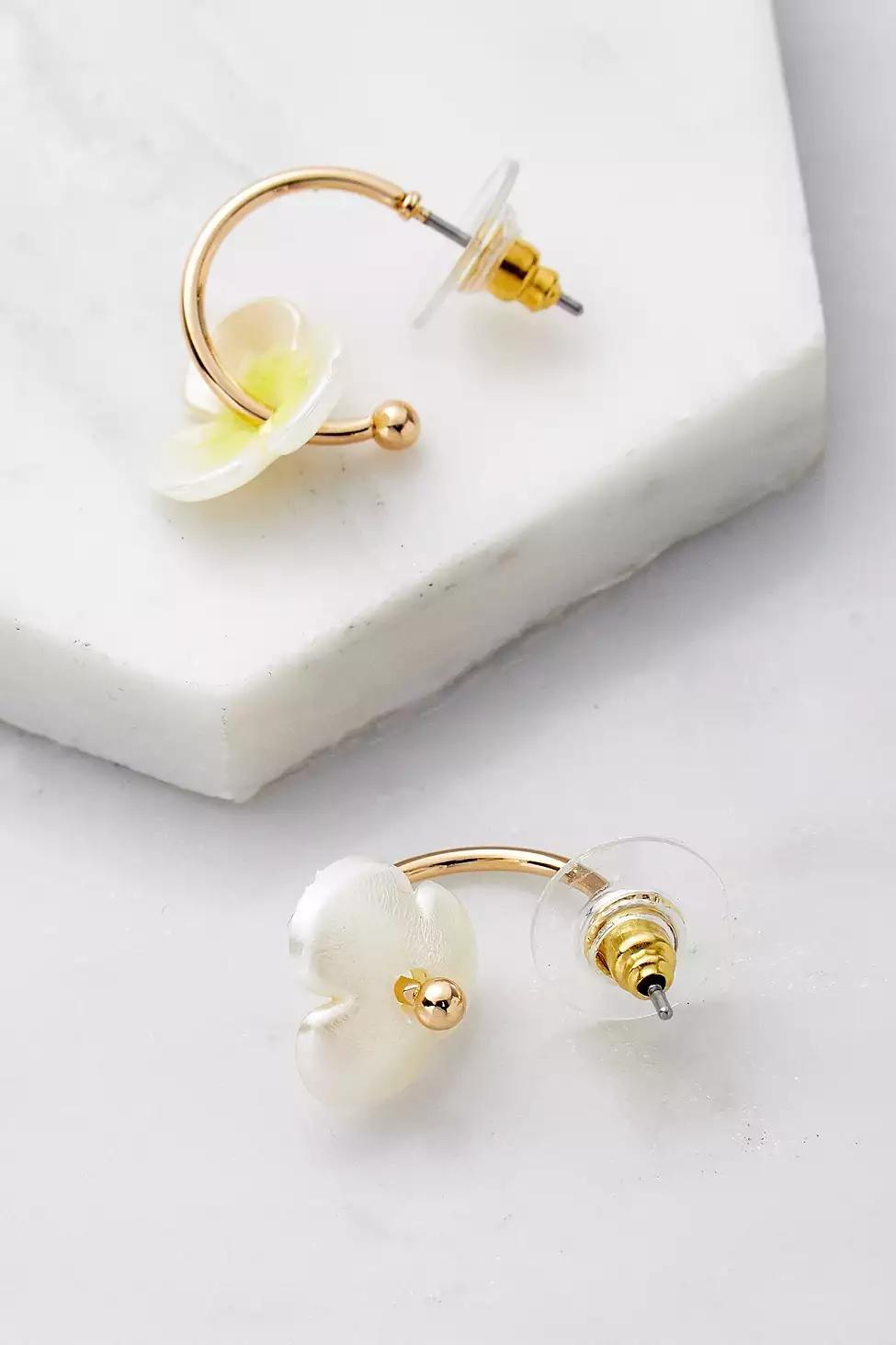 Gold Open Silhouette Daisy Hoop Earrings, Women, , large image number 0