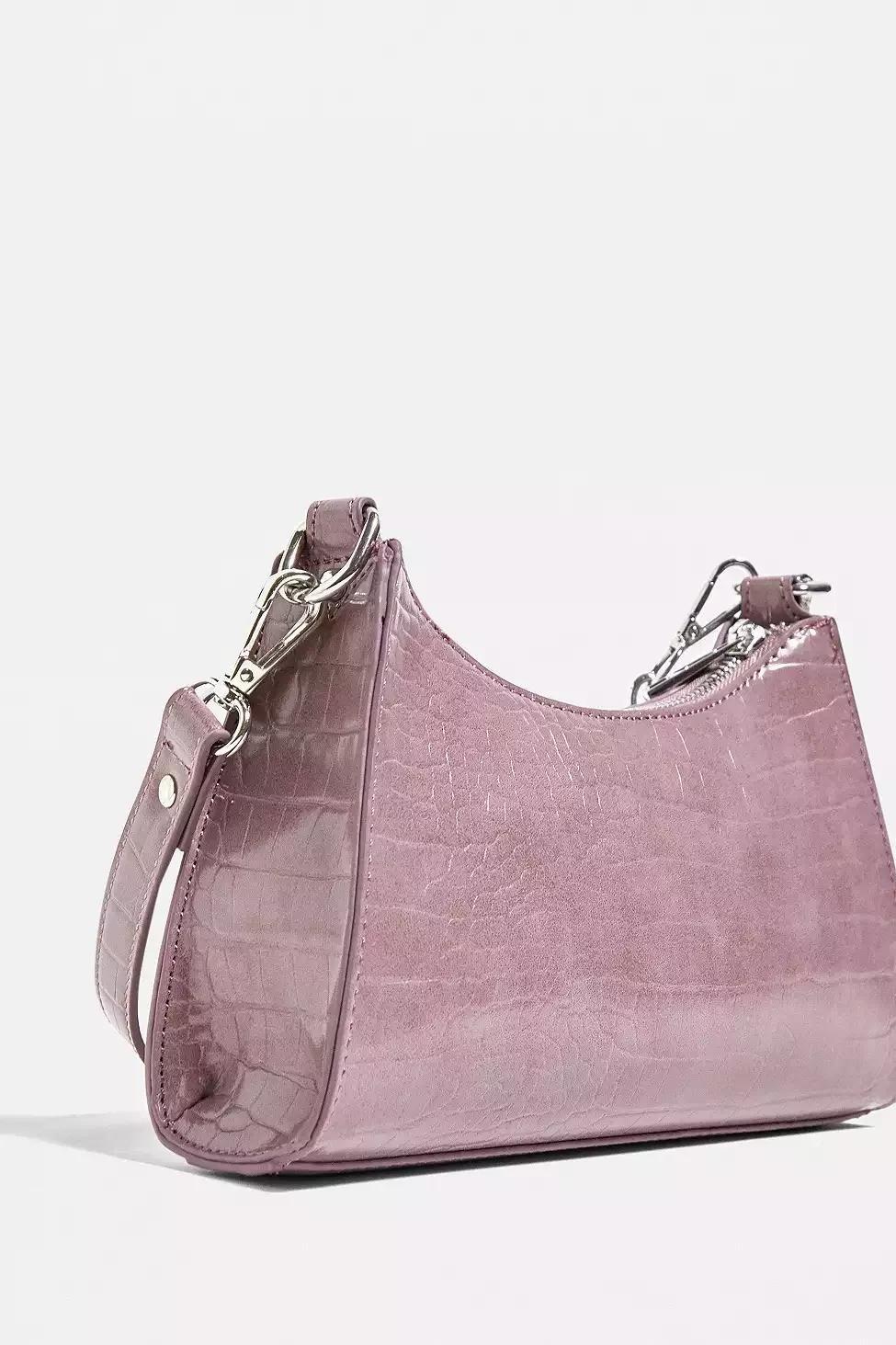 Lilac UO Kez Croc Shoulder Bag, Women, , large image number 1