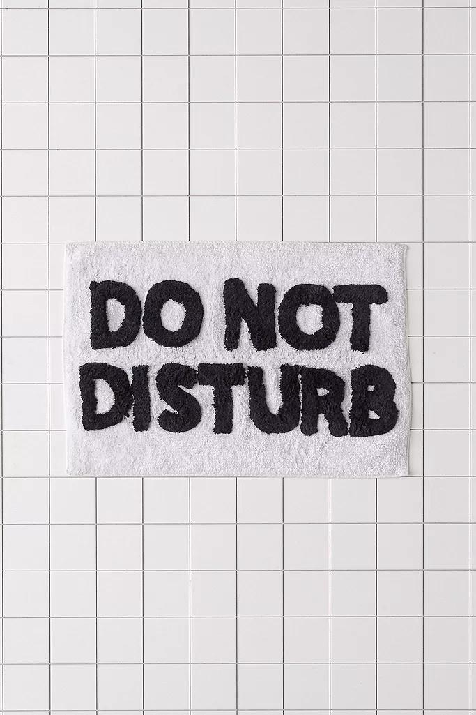 Black/White Do Not Disturb Bath Mat, , large image number 1