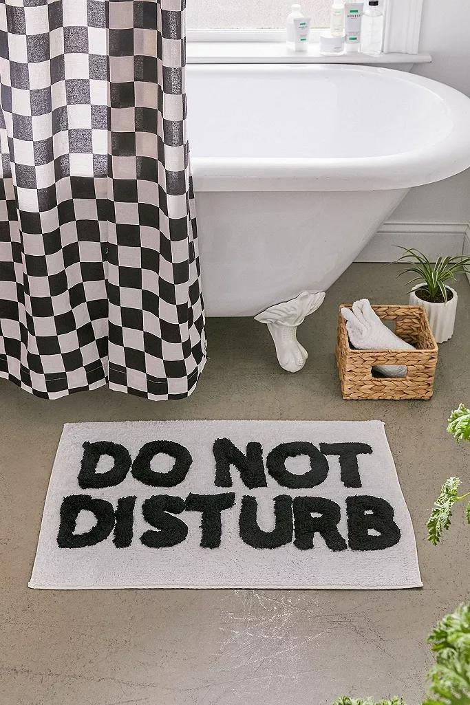 Black/White Do Not Disturb Bath Mat, , large image number 2