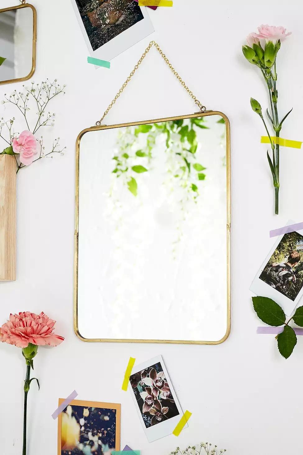 مرآة مستطيلة كبيرة ذهبية, , large image number 0