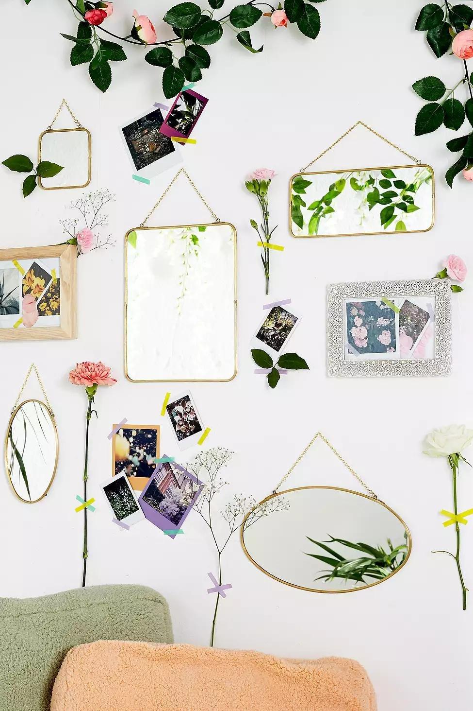 مرآة مستطيلة كبيرة ذهبية, , large image number 1