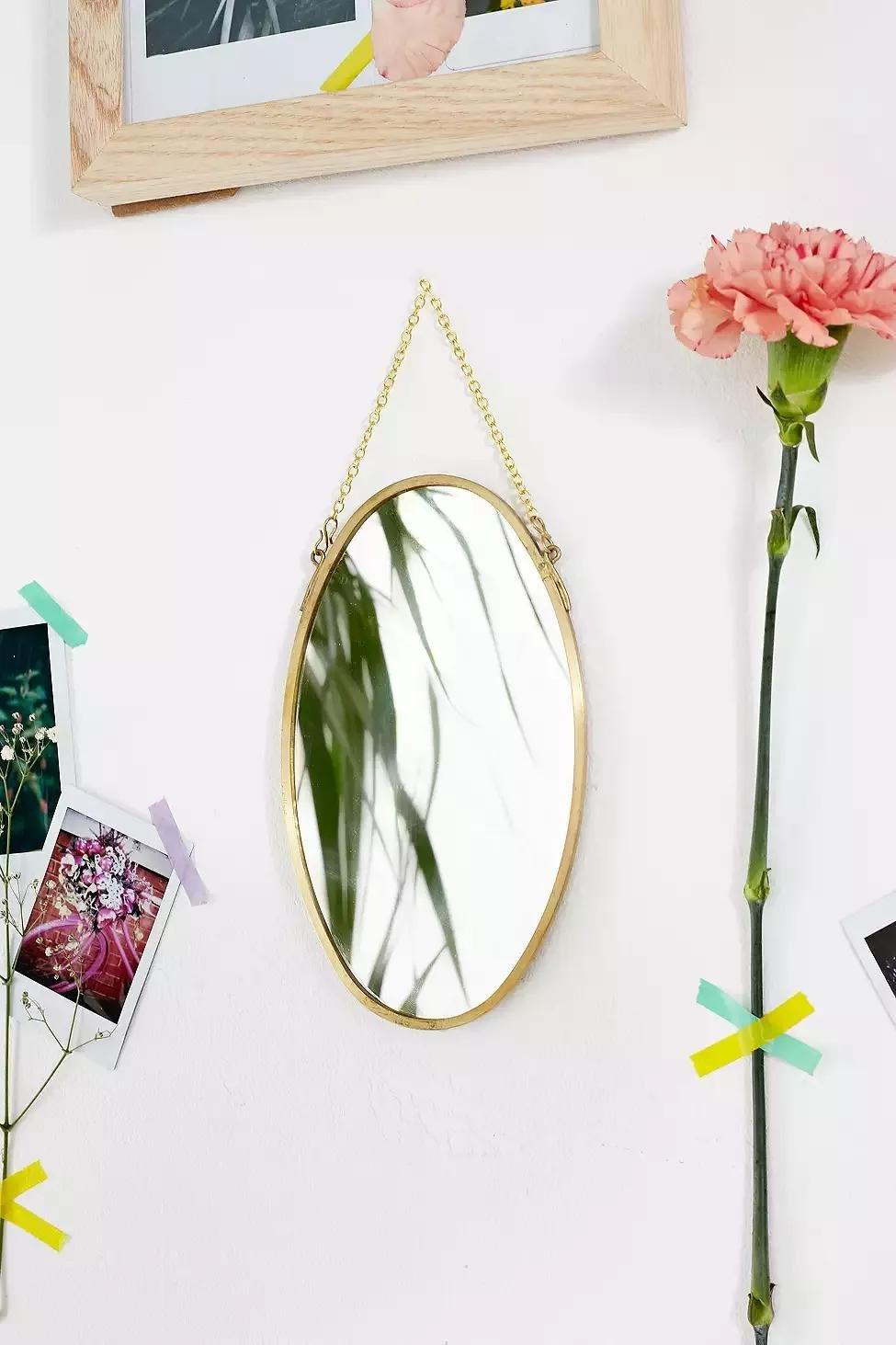 Gold Small Oval Mirror, , large image number 0