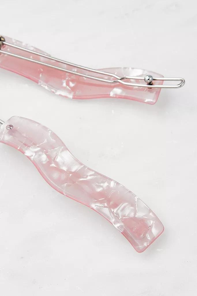 Pink Marbled Wave Barrett Hair Clip Set, Women, , large image number 1