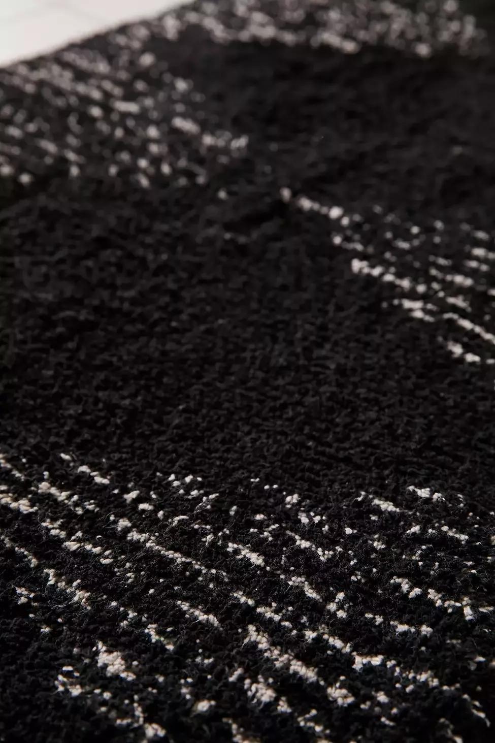 Black Geometric Tufted Runner Bath Mat, , large image number 2