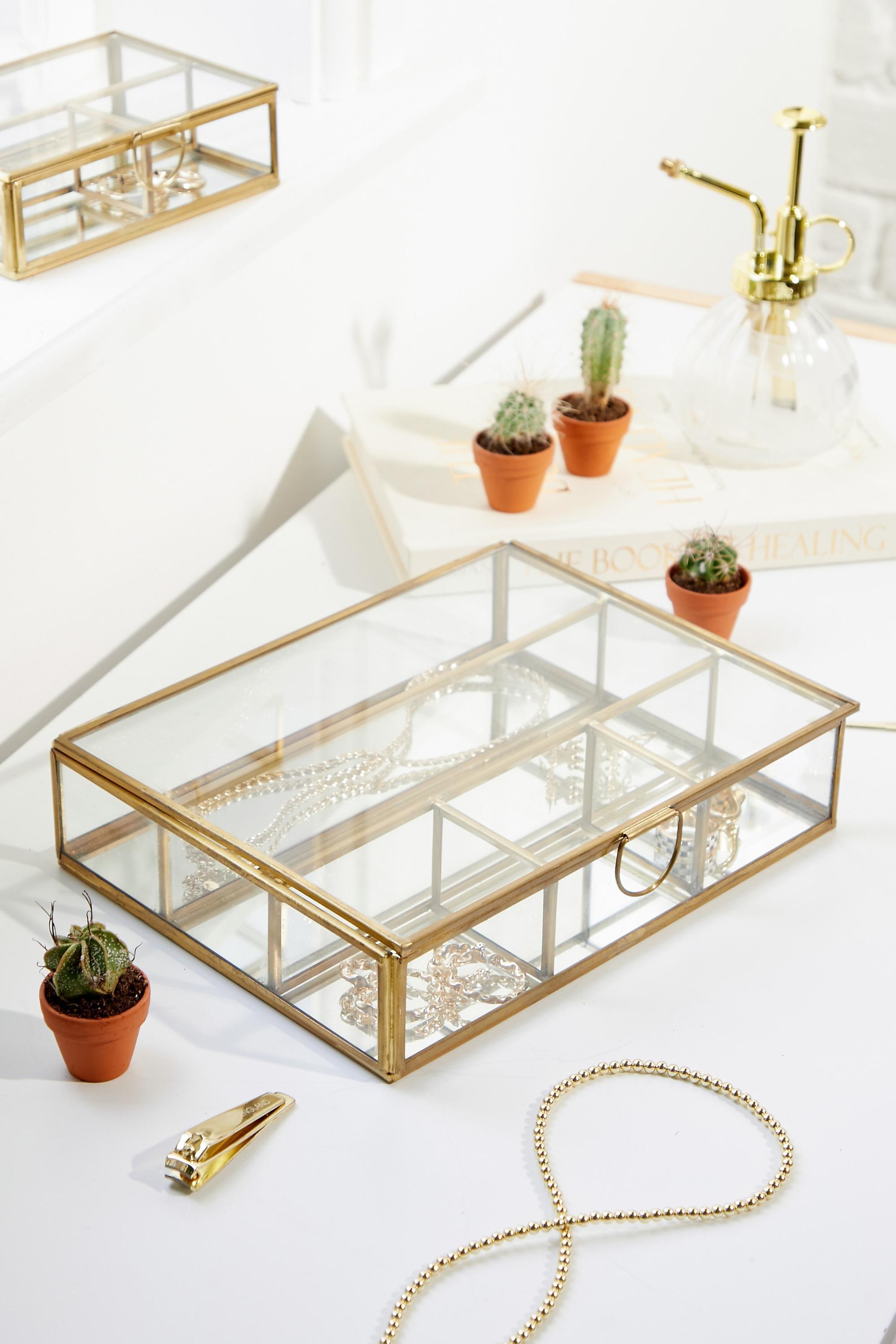 Urban Outfitters - Gold Glass Display Jewellery Box