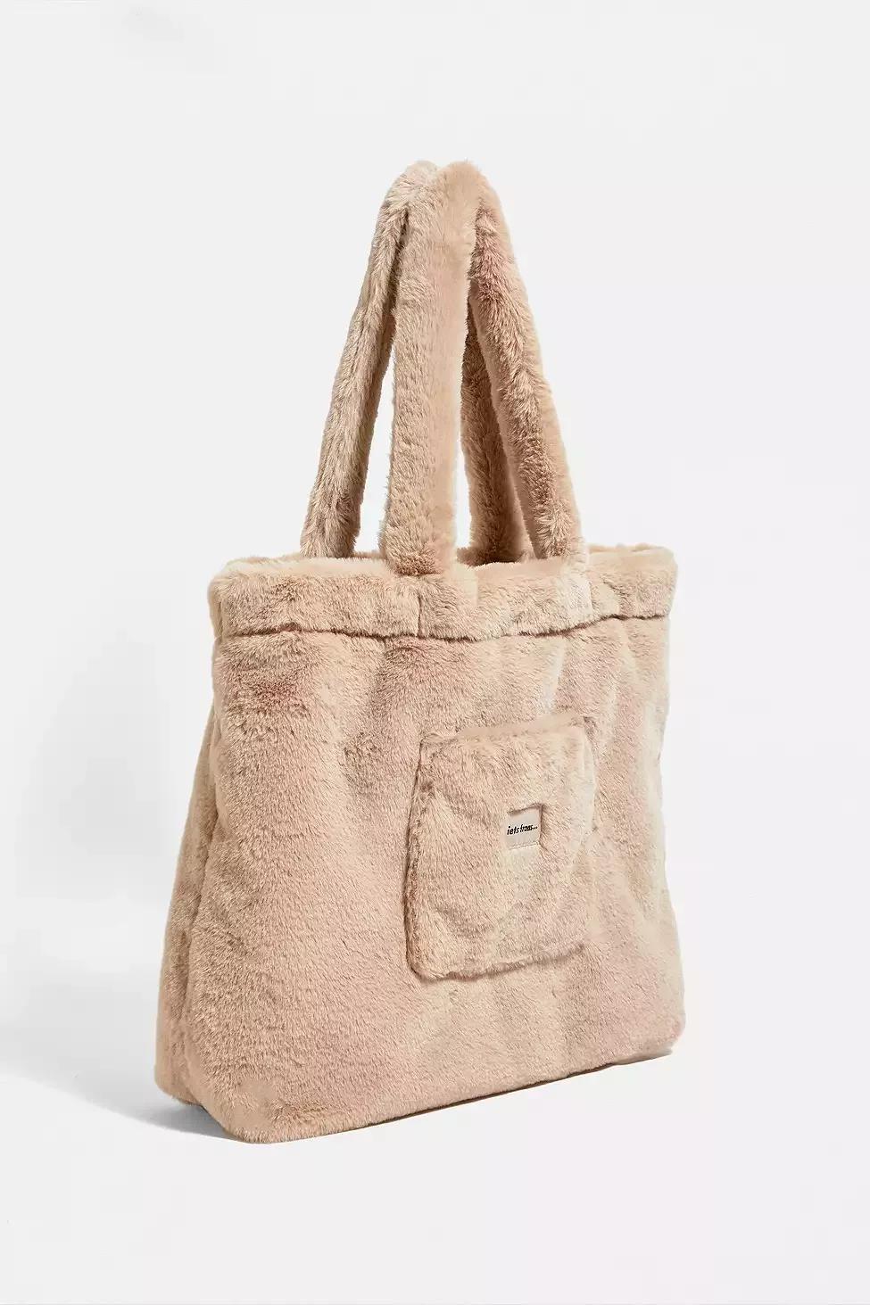 Beige Iets Frans... Faux Fur Tote Bag, BEIGE, large image number 3