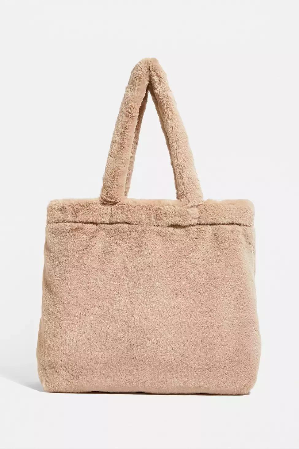 Beige Iets Frans... Faux Fur Tote Bag, BEIGE, large image number 4