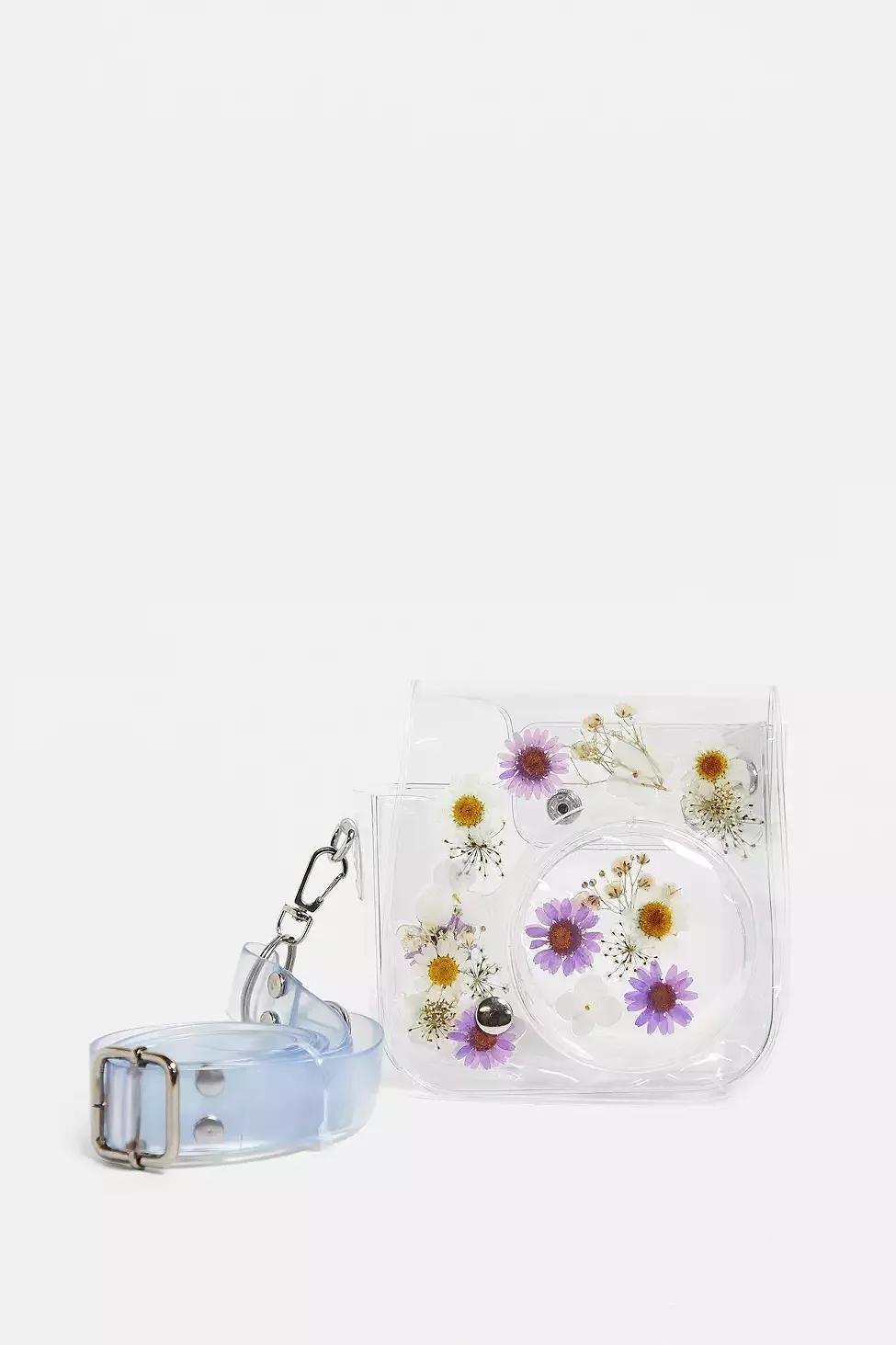 Lilac Pressed Flower Instax Mini Camera Bag, , large image number 0