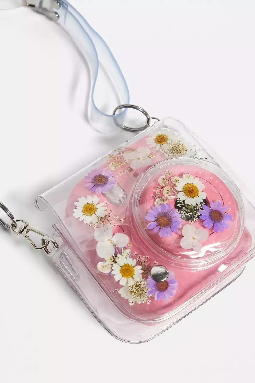 Lilac Pressed Flower Instax Mini Camera Bag, , large image number 1