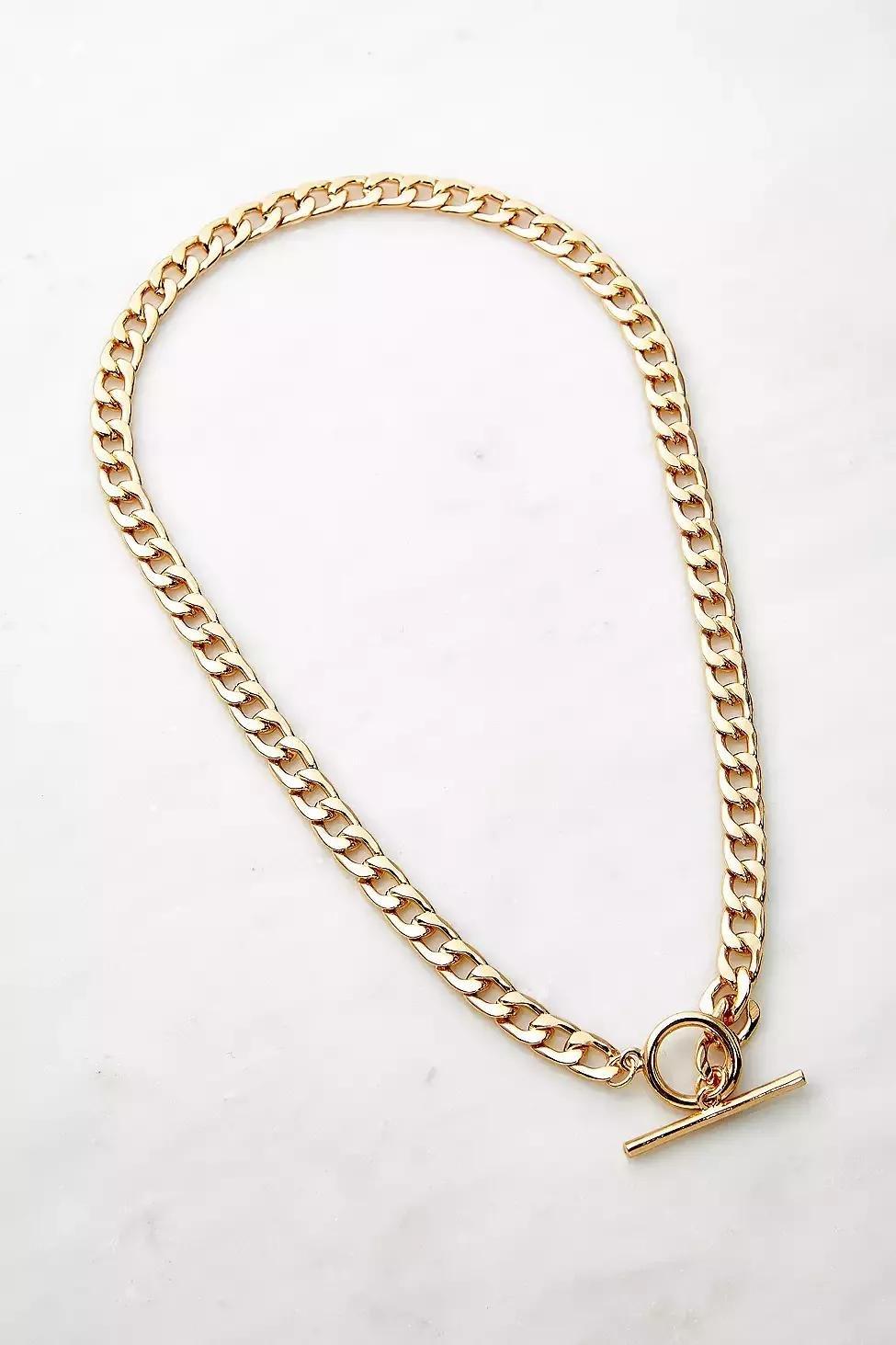 Gold Classic T-Bar Chain Necklace, Women, , large image number 0