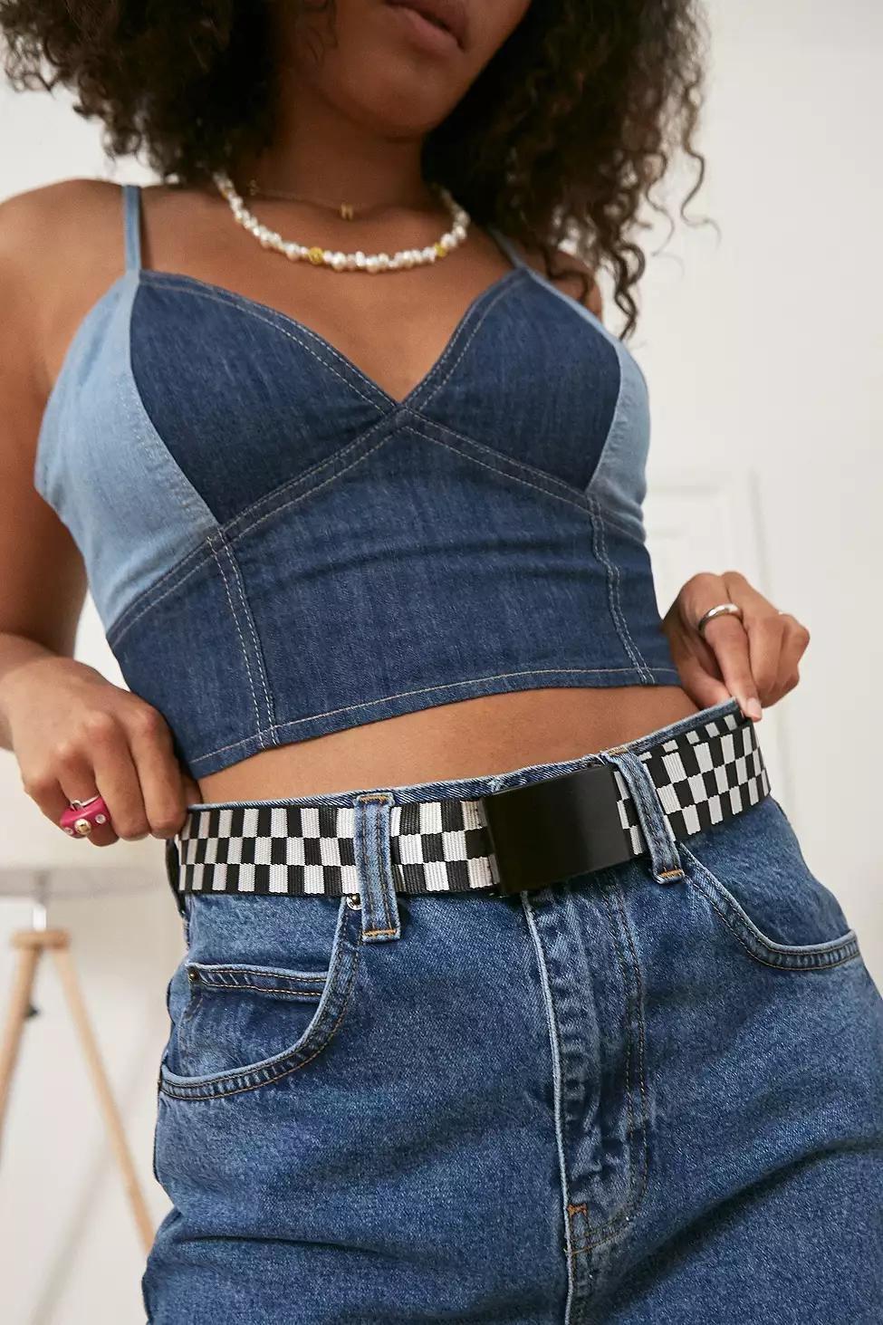 Black/White iets frans... Checkerboard Webbing Belt, , large image number 0