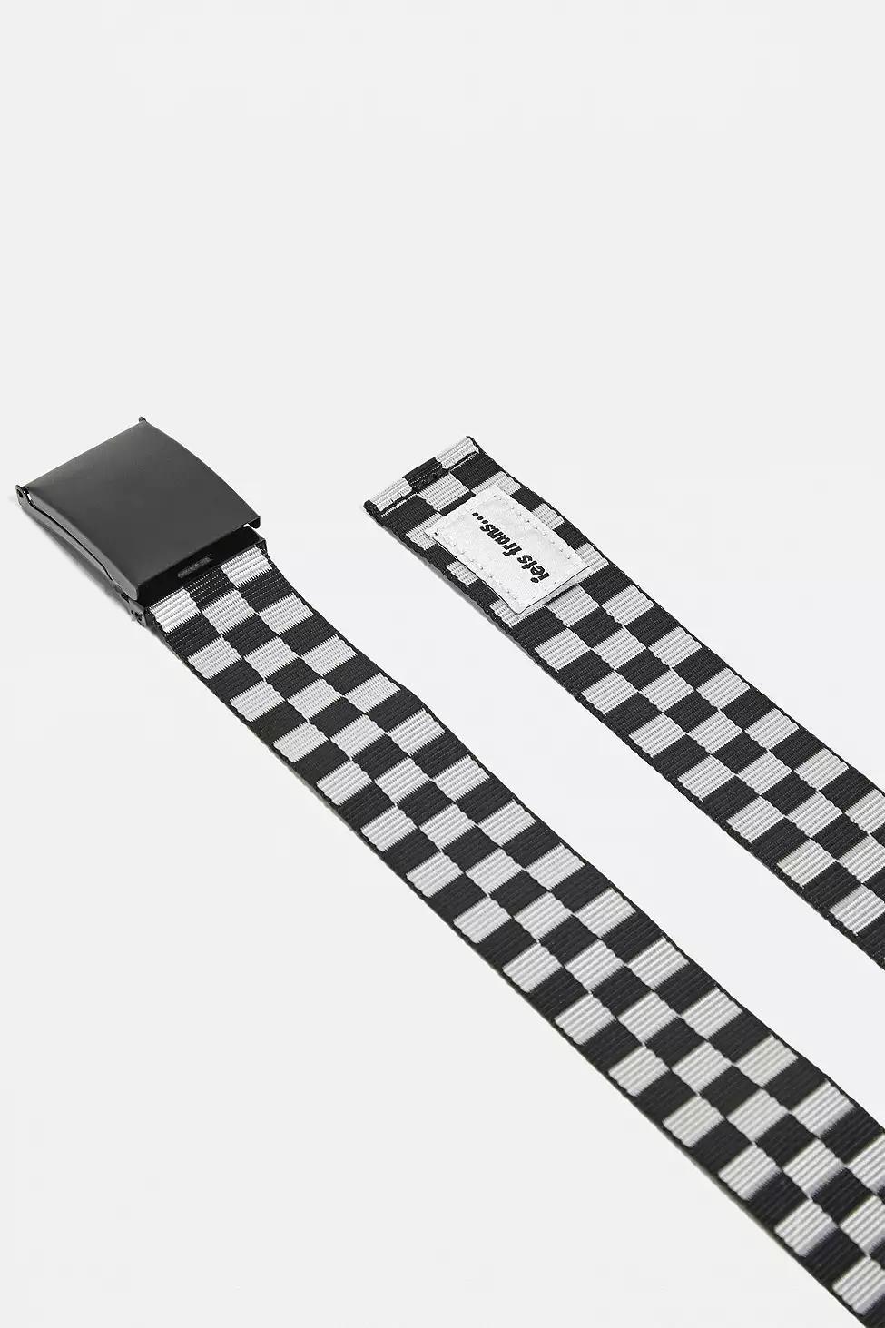 Black/White iets frans... Checkerboard Webbing Belt, , large image number 1