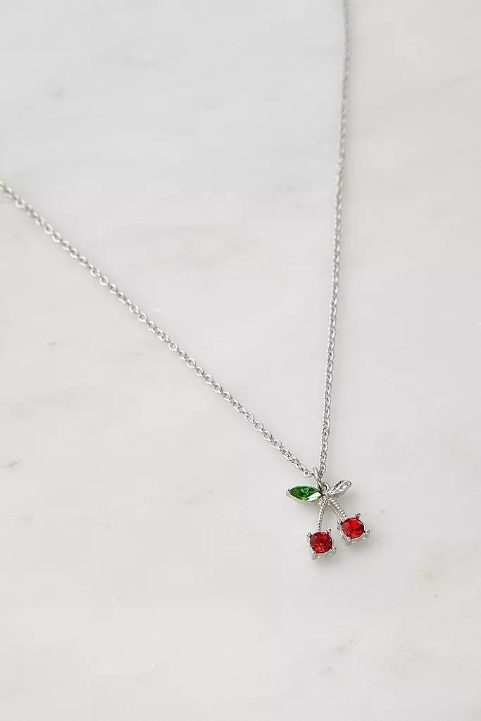 Silver Cherry Gemstone Pendant Necklace, Women, , large image number 1