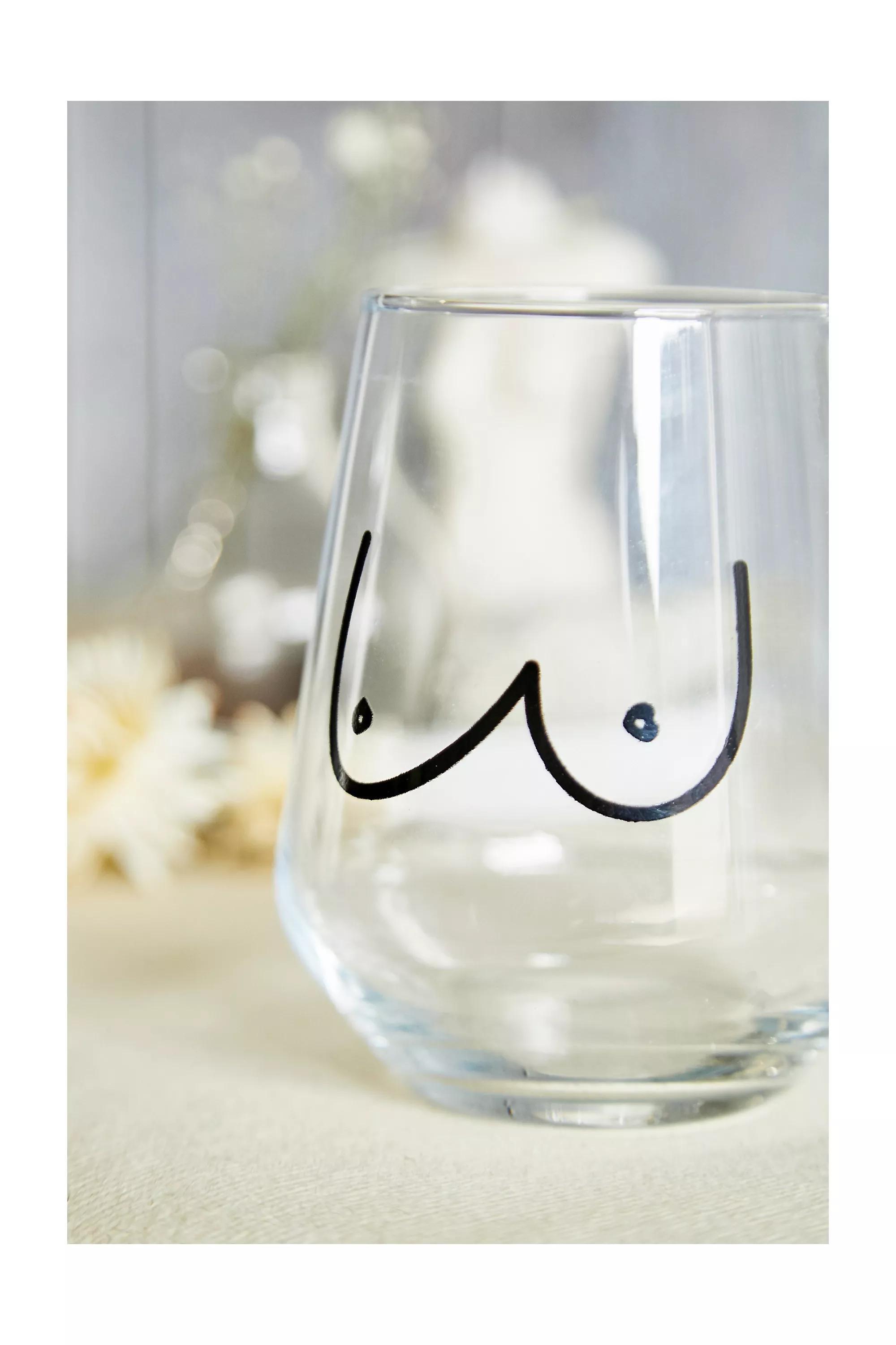 ASSORT Boob Print Stemless Wine Glass, , large image number 1