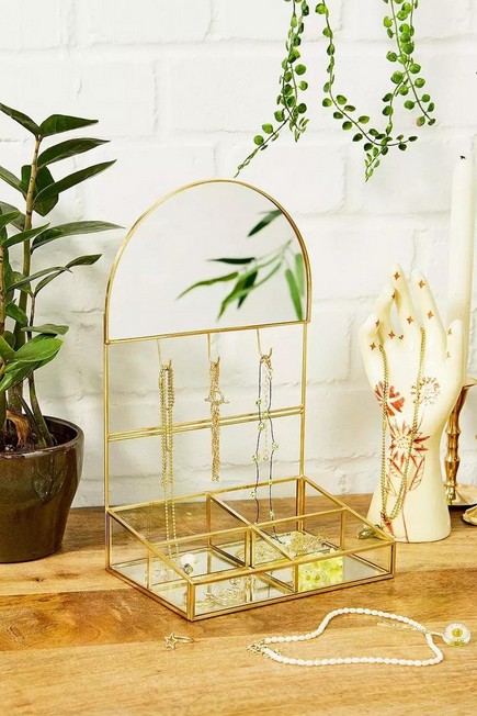 Urban Outfitters - Gold Mirror Tray Jewellery Stand