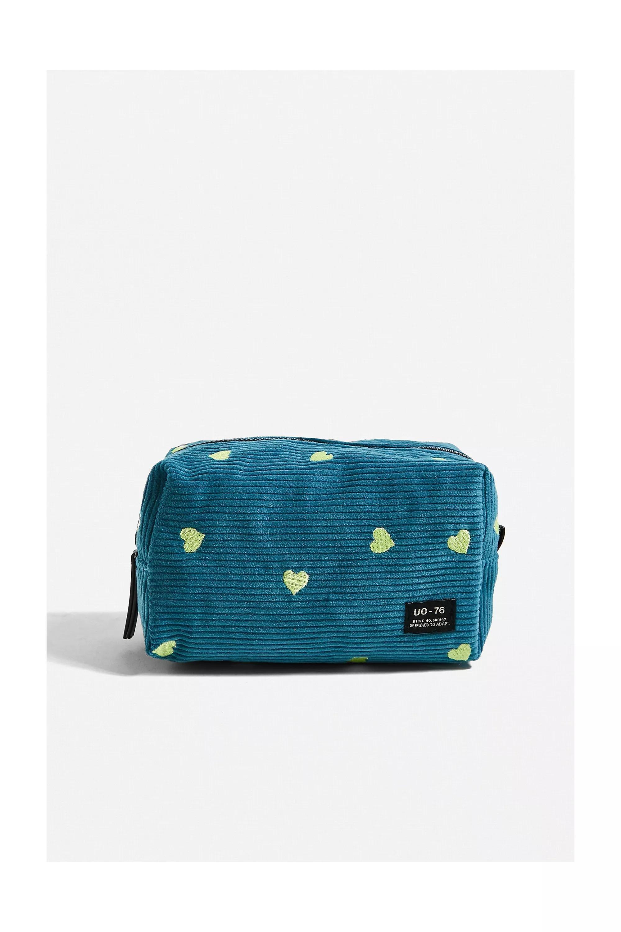 Blue Novelty Embroidered Corduroy Makeup Bag, , large image number 4