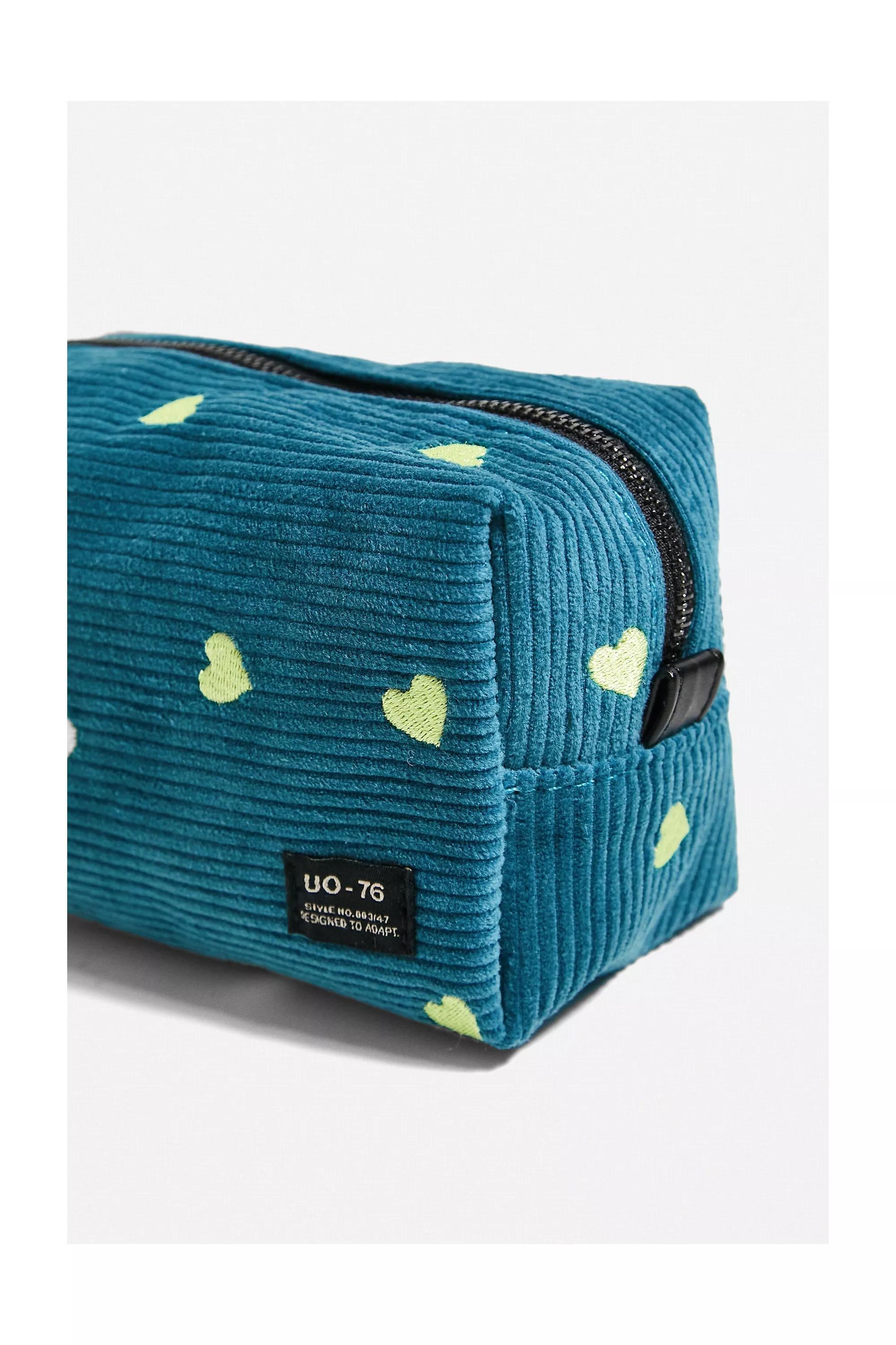 Blue Novelty Embroidered Corduroy Makeup Bag, , large image number 5
