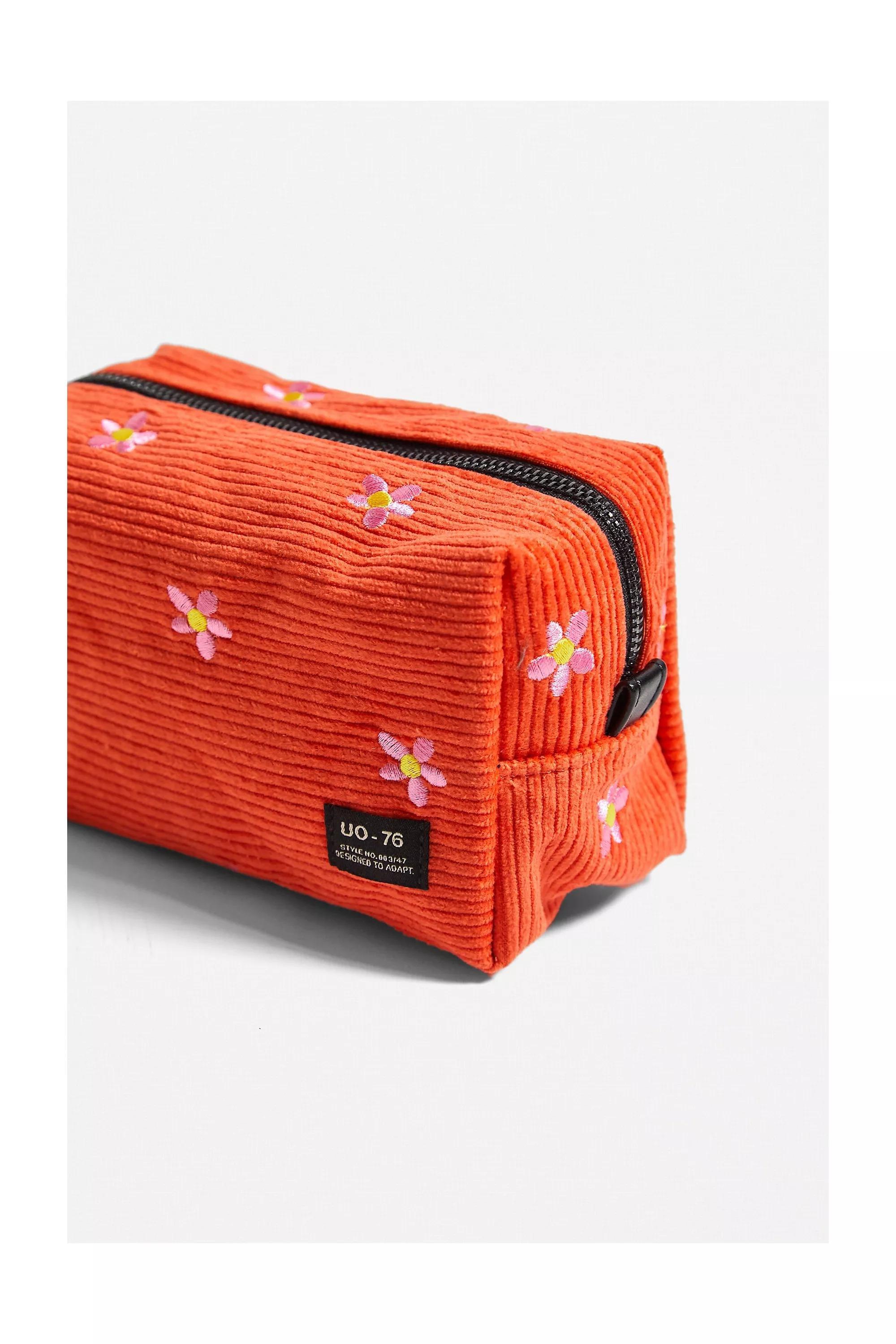 Orange Uo Novelty Embroidered Corduroy Makeup Bag, , large image number 2
