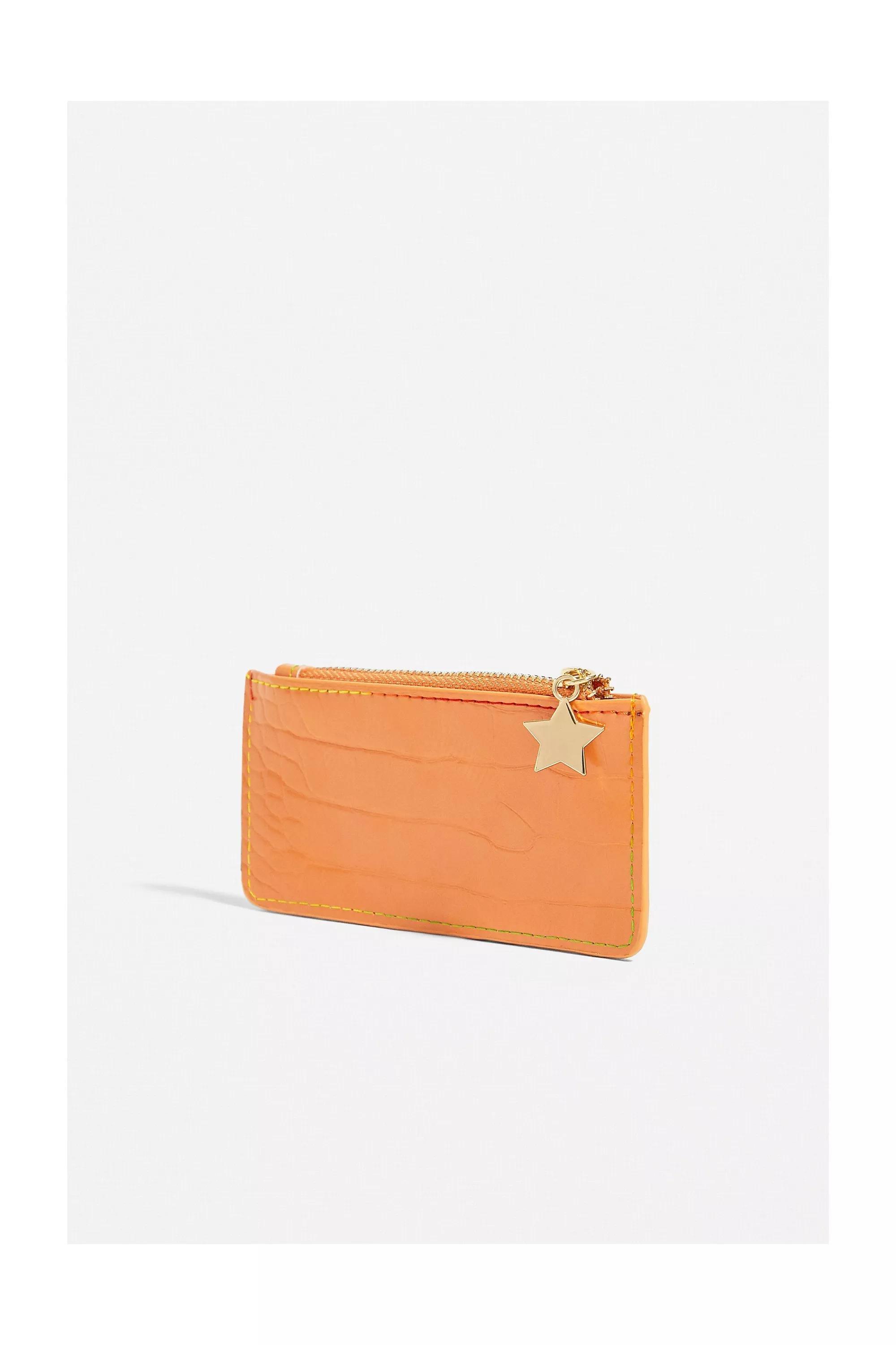 ORANGE UO Contrast Stitch Faux Croc Cardholder, ORANGE, large image number 2