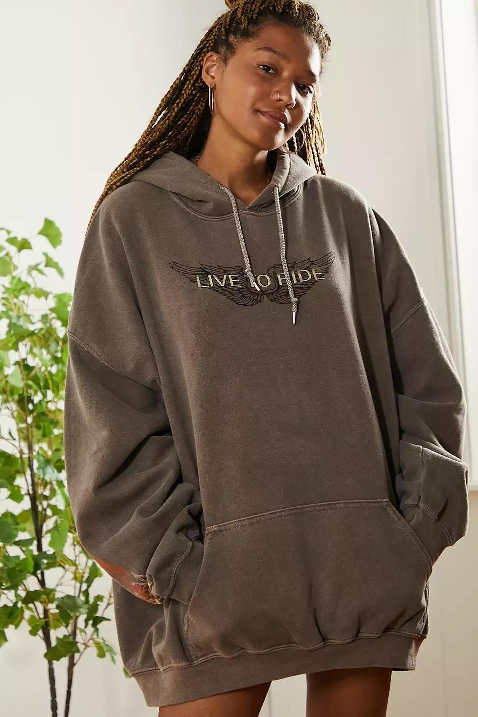 Women’s LIVE Hooded Oversized Sweatshirt Dress