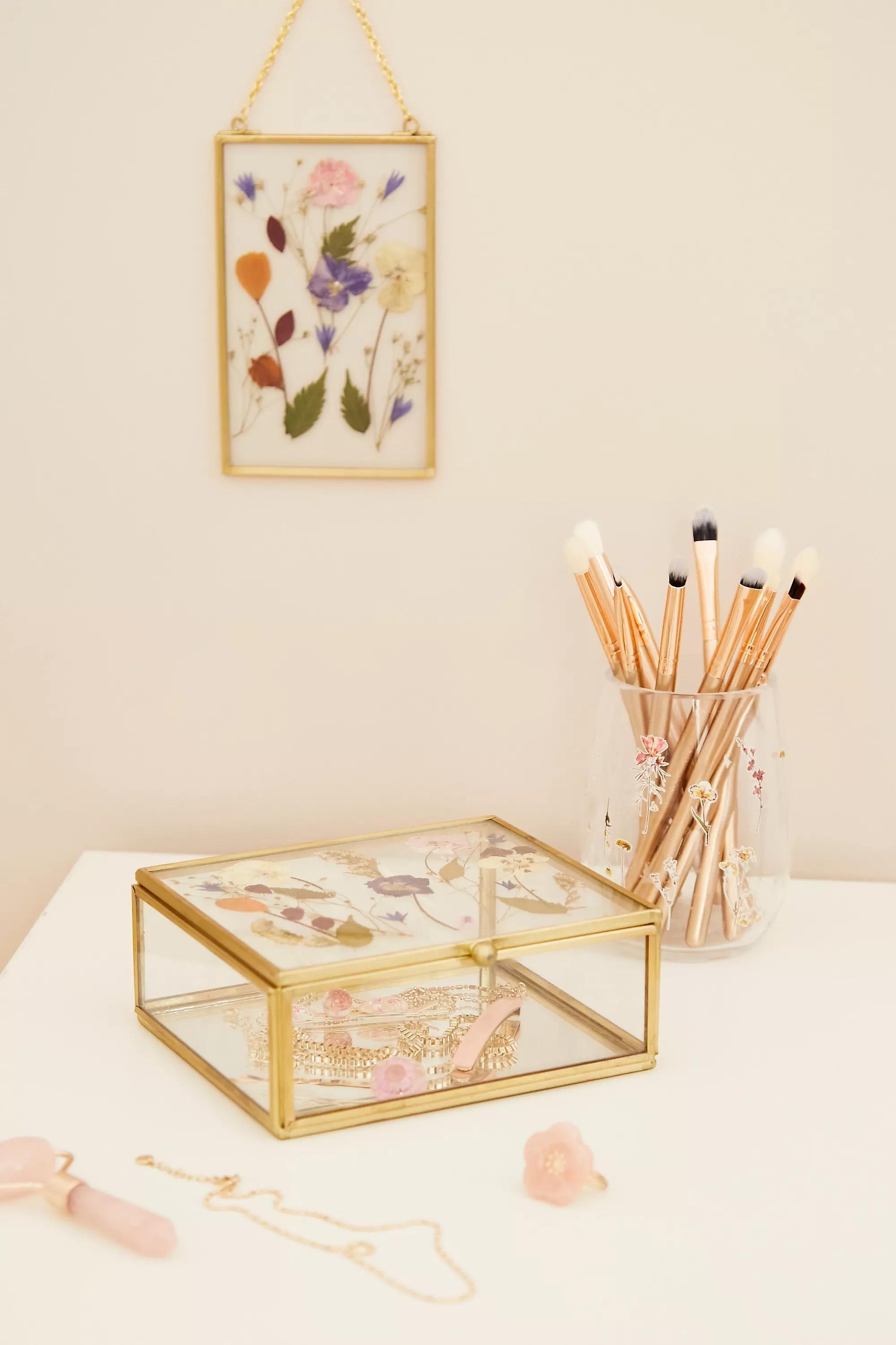 Gold Pressed Flower Jewellery Box, , large image number 0
