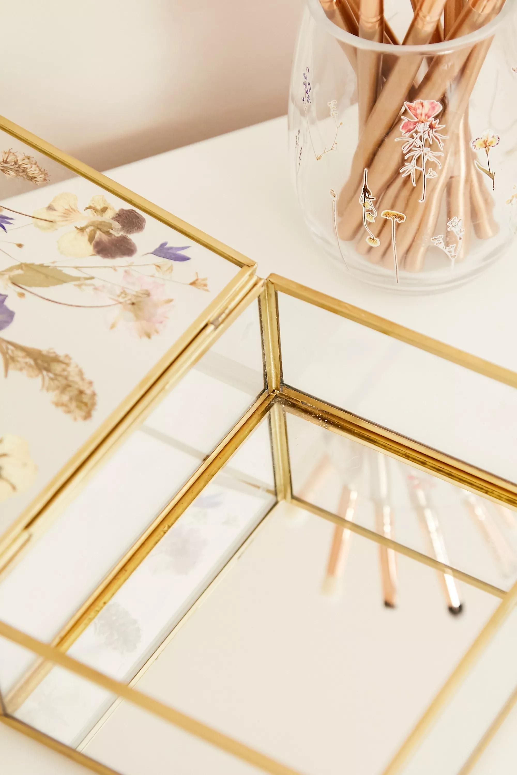 Gold Pressed Flower Jewellery Box, , large image number 2