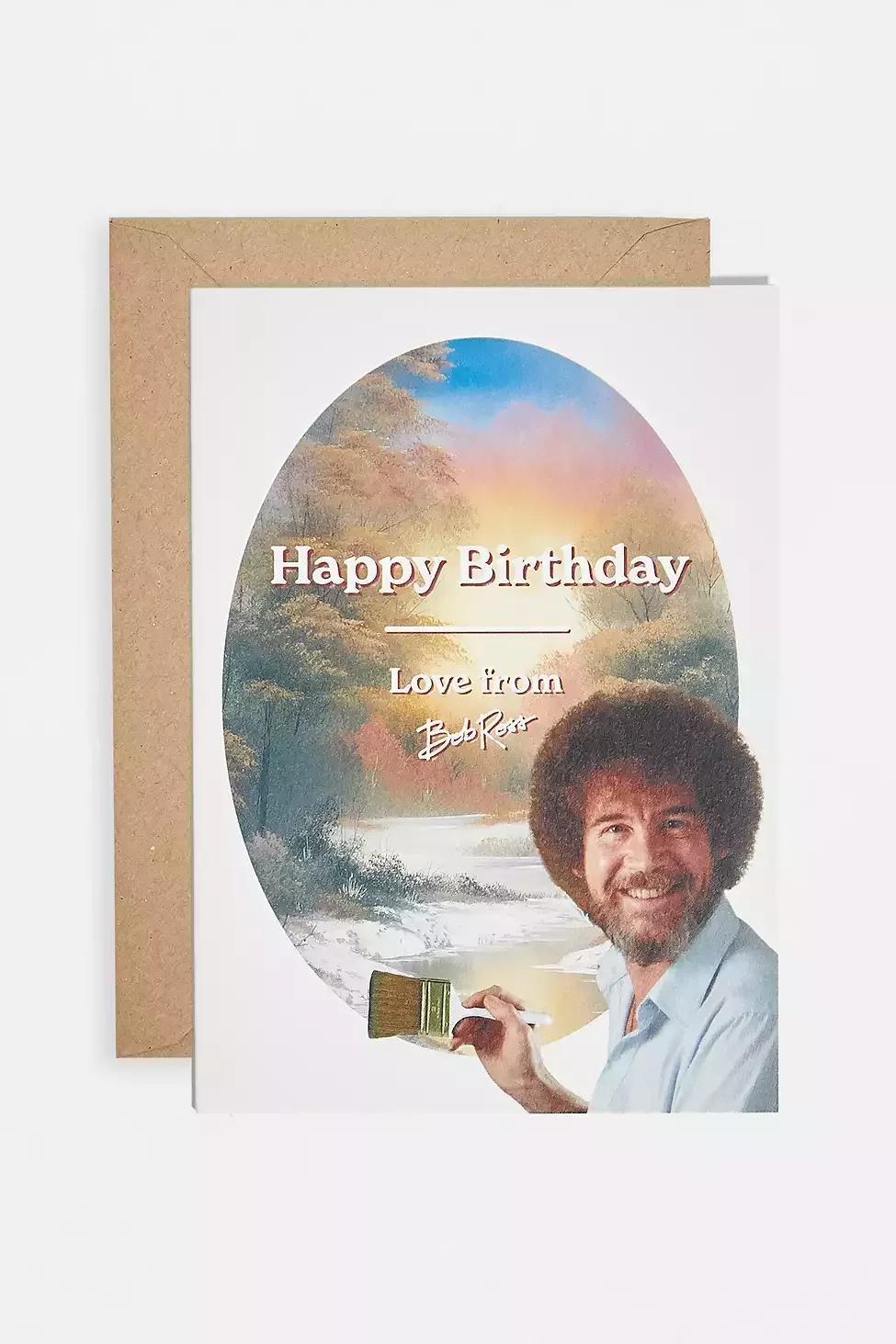 White Bob Ross Birthday Card, ASSORT, large image number 0