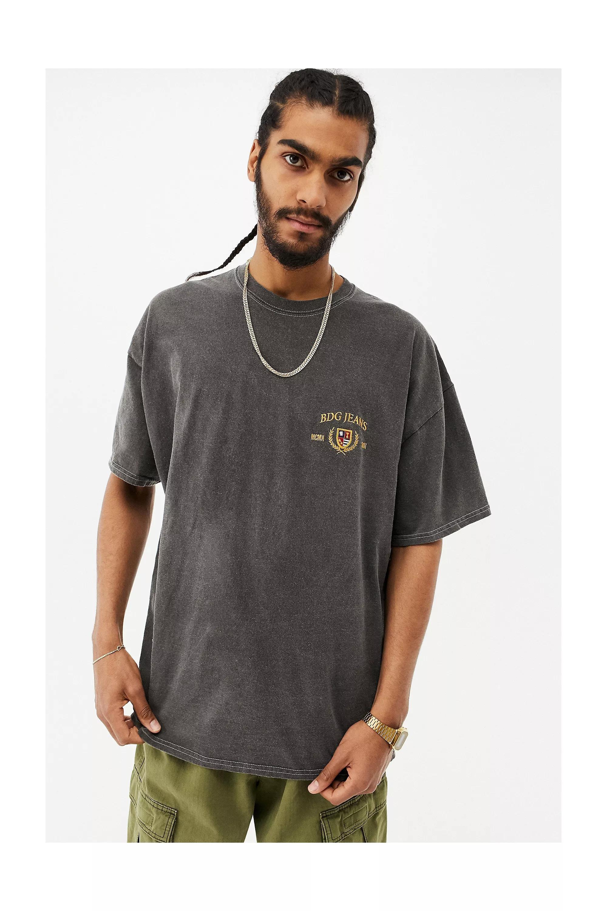 Black Bdg Overdye Crest T-Shirt, BLK, large image number 1