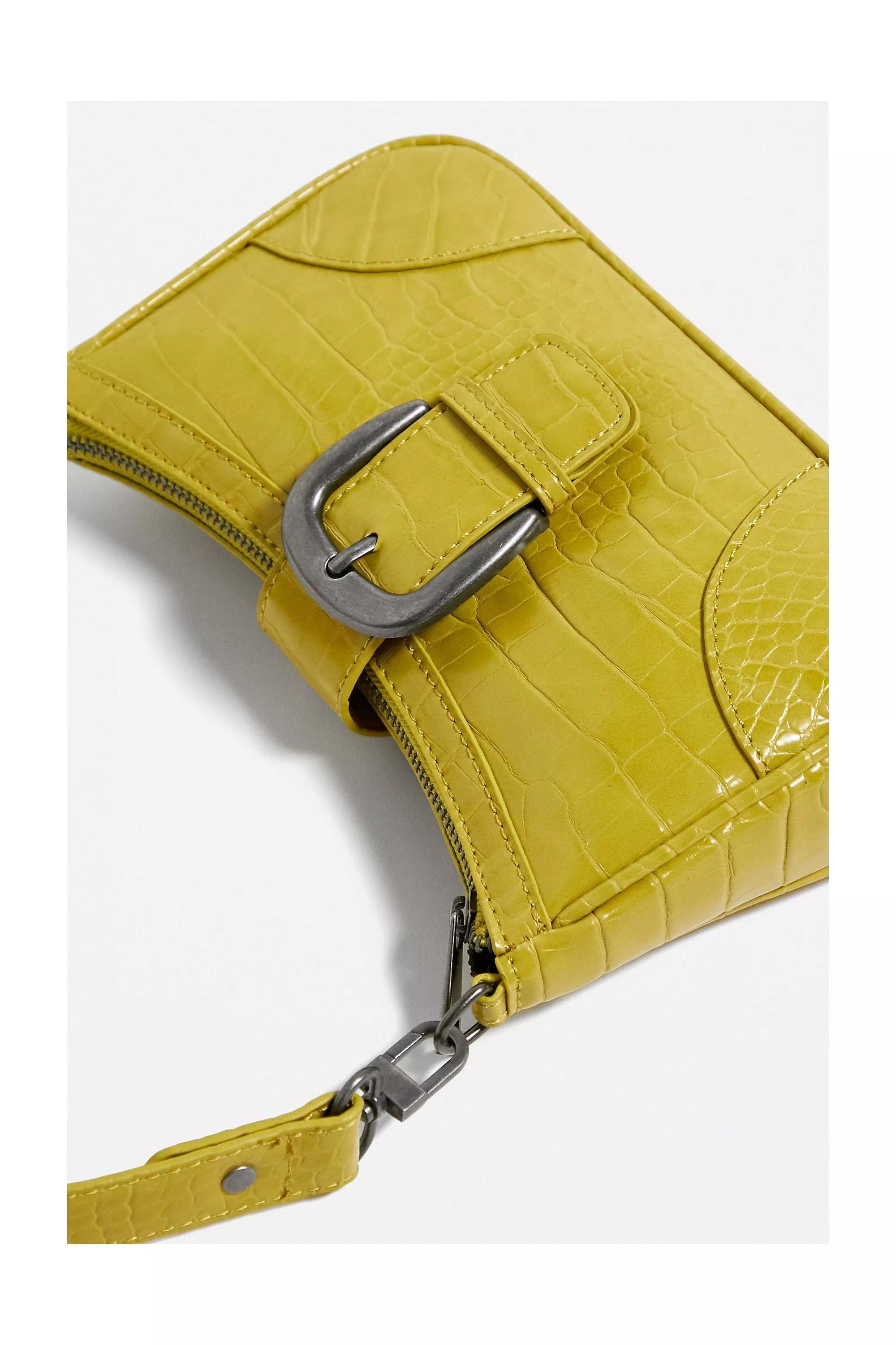 Yellow Uo Buckle Accent Croc Shoulder Bag, YEL, large image number 1
