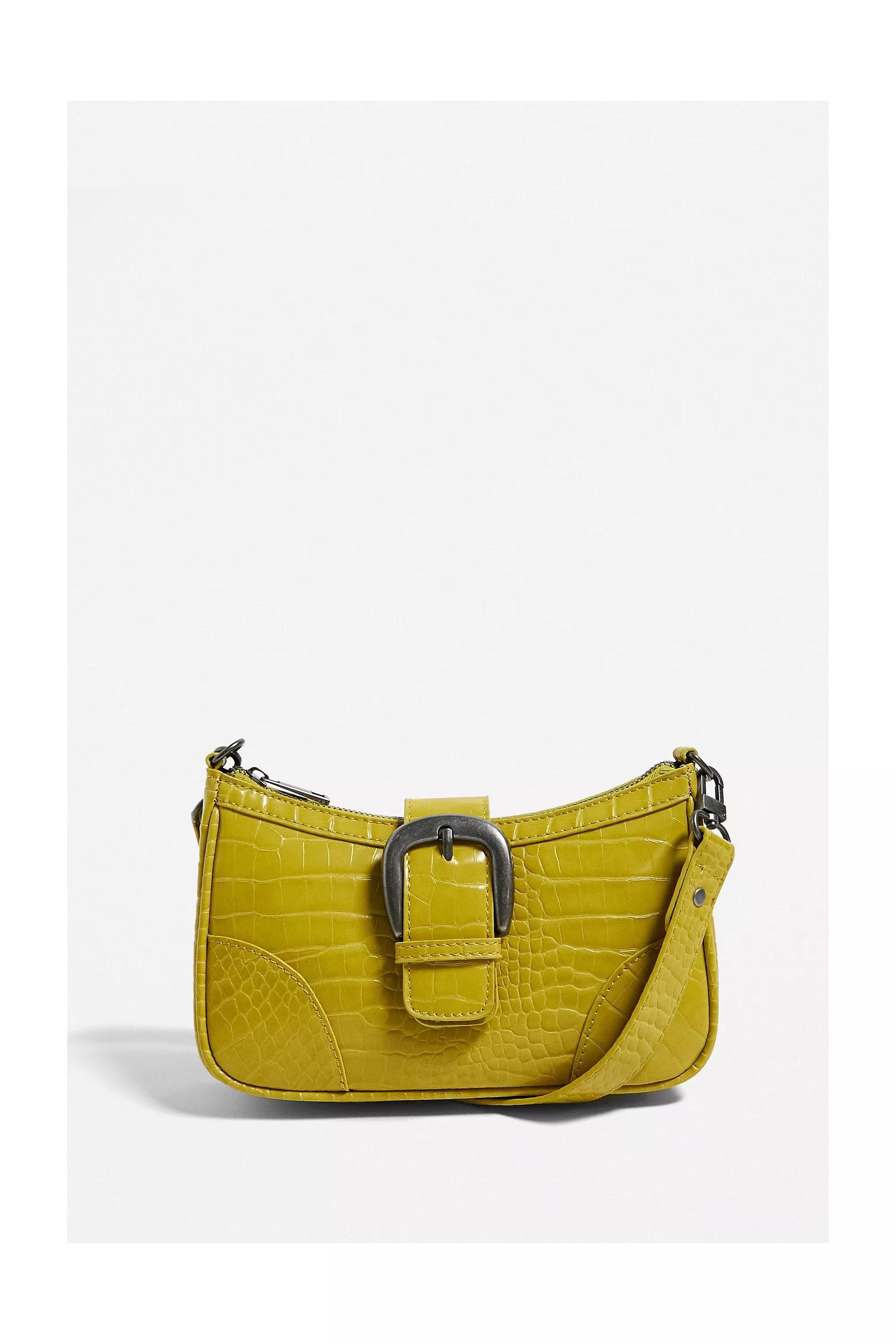 Yellow Uo Buckle Accent Croc Shoulder Bag, YEL, large image number 2
