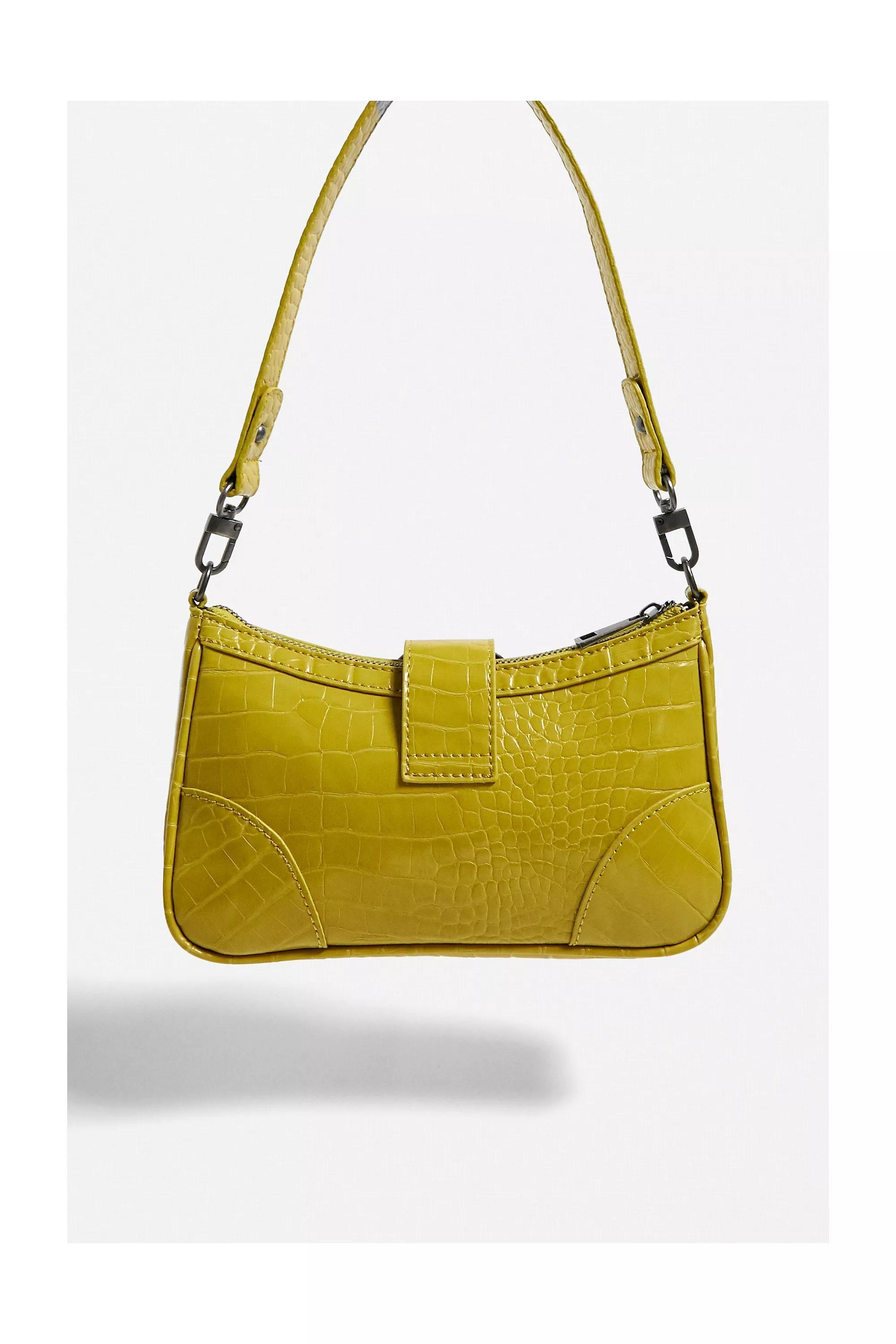Yellow Uo Buckle Accent Croc Shoulder Bag, YEL, large image number 3