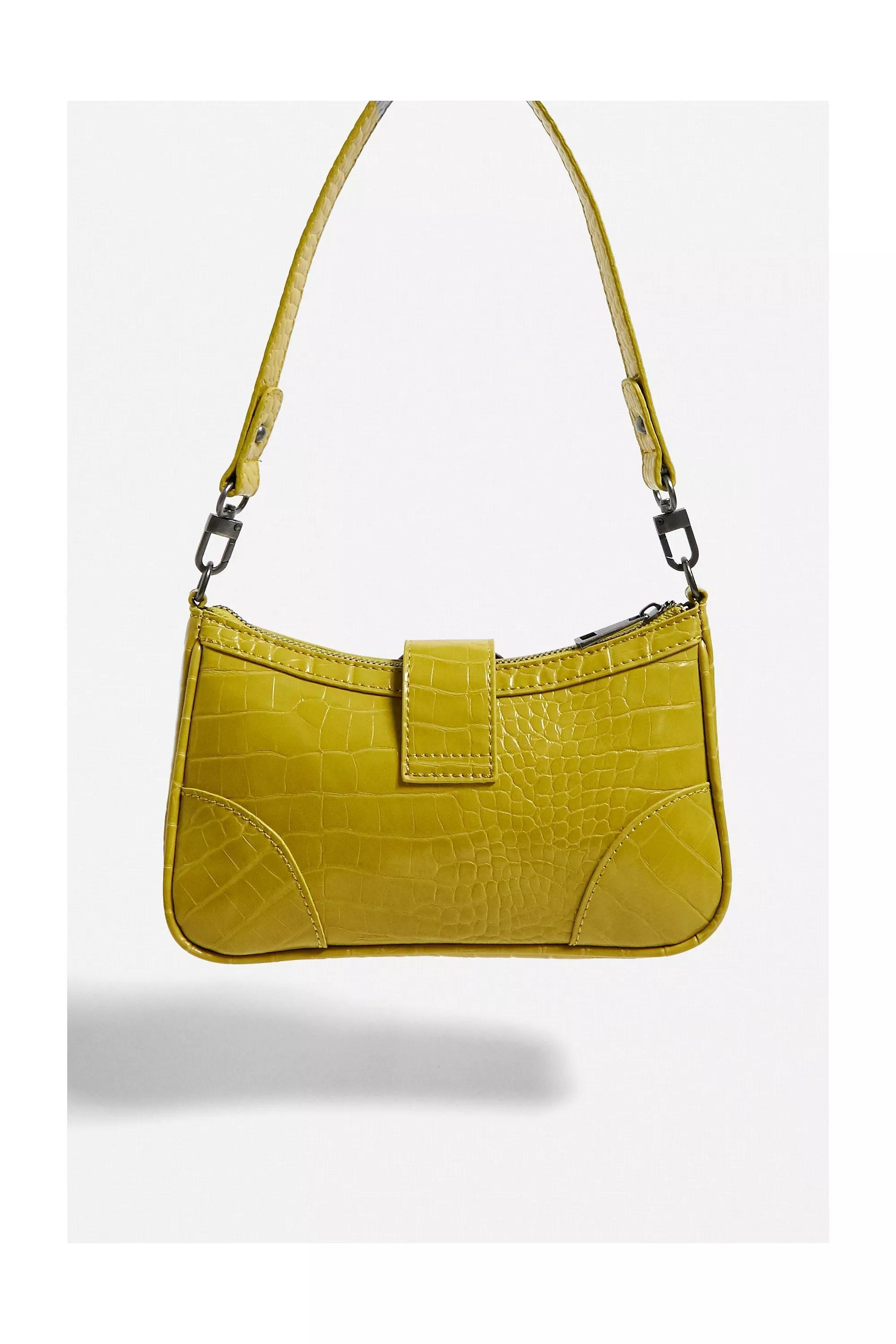 Urban Outfitters - Yellow Uo Buckle Accent Croc Shoulder Bag